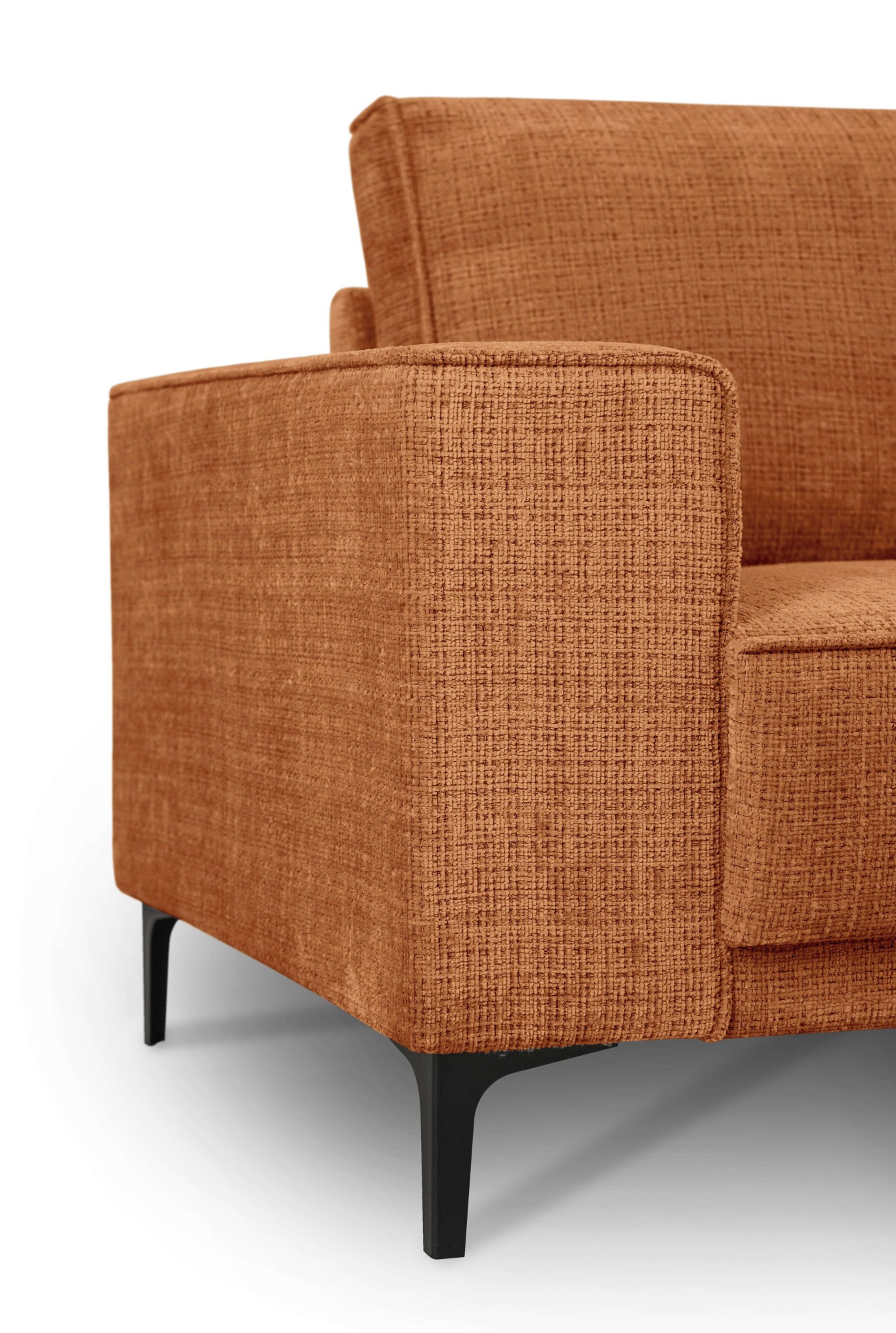 Places of Style Ecksofa »Polsterecke Oland, Struktur, Flachgewebe, Luxus-Microfaser, Boucle«, L-Form, 289 cm, Wellenunterfederung, Skandi-Design, Metallfüße