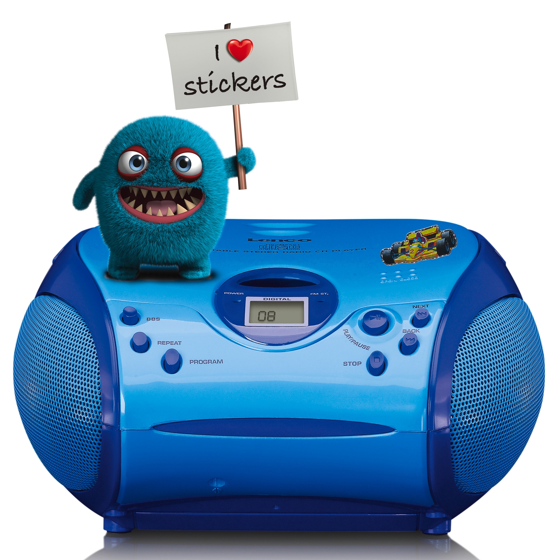 Lenco Boombox »SCD-24 Boombox mit Stickern«, auf FM-Tuner) und kaufen Rechnung CD (Bluetooth FM Player, radio
