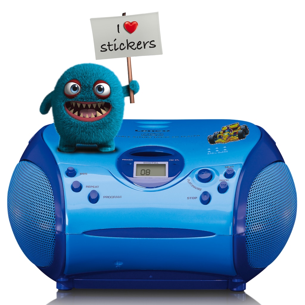 Lenco Boombox »SCD-24 Boombox mit CD Player, FM radio und Stickern«, (Bluetooth FM-Tuner)