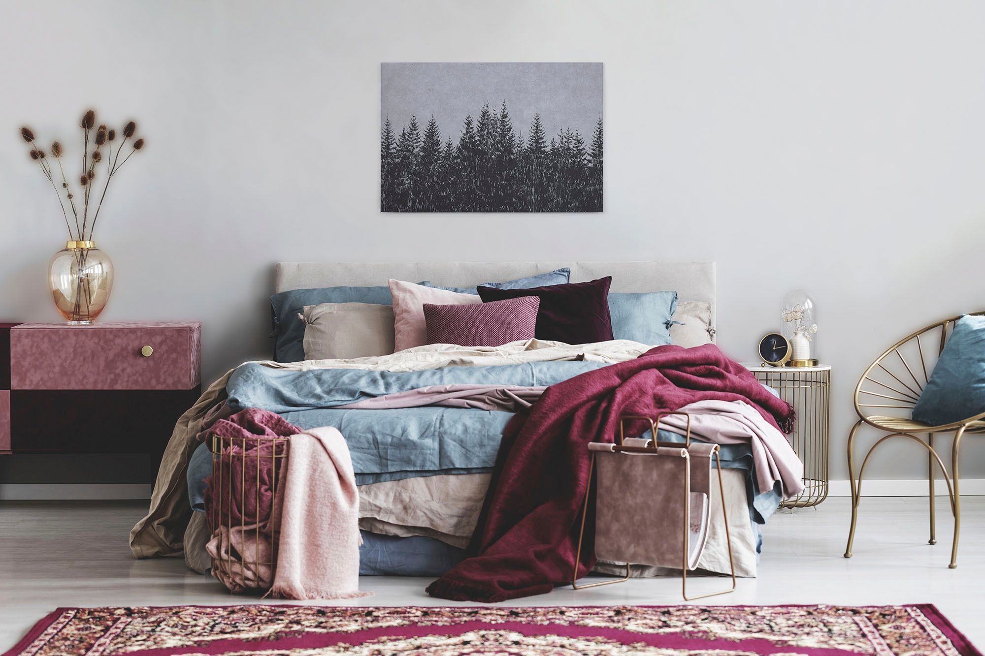 A.S. Création Leinwandbild »black forest 3«, Kunst-Wald-Kinder, (1 St.), Wald Bild Keilrahmen Schwarz Grau Leinwand-Bild Wohnzimmer modern Wand