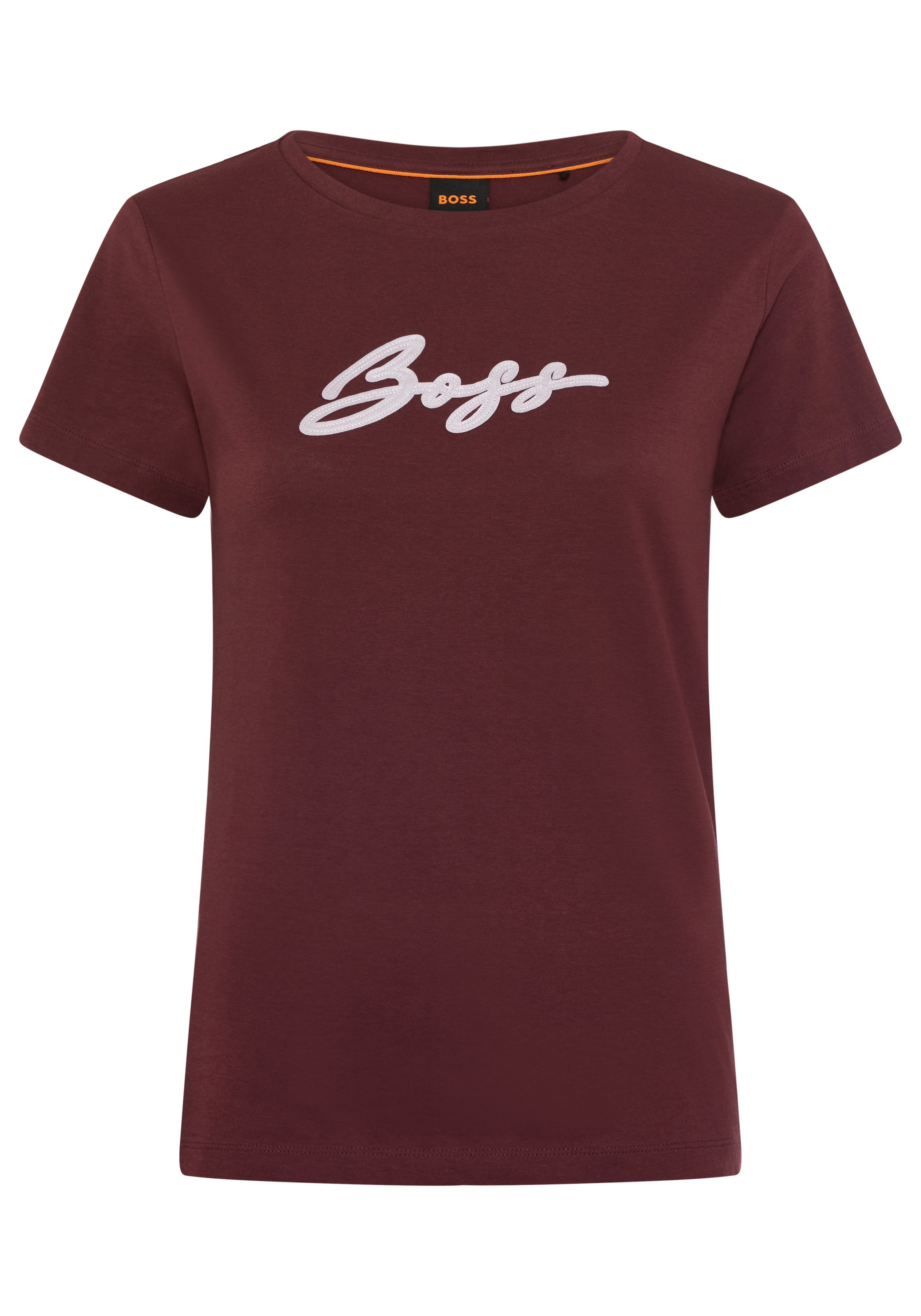 BOSS ORANGE T-Shirt »Elove Premium Damenmode« mit Logoschriftzug, Slim Fit