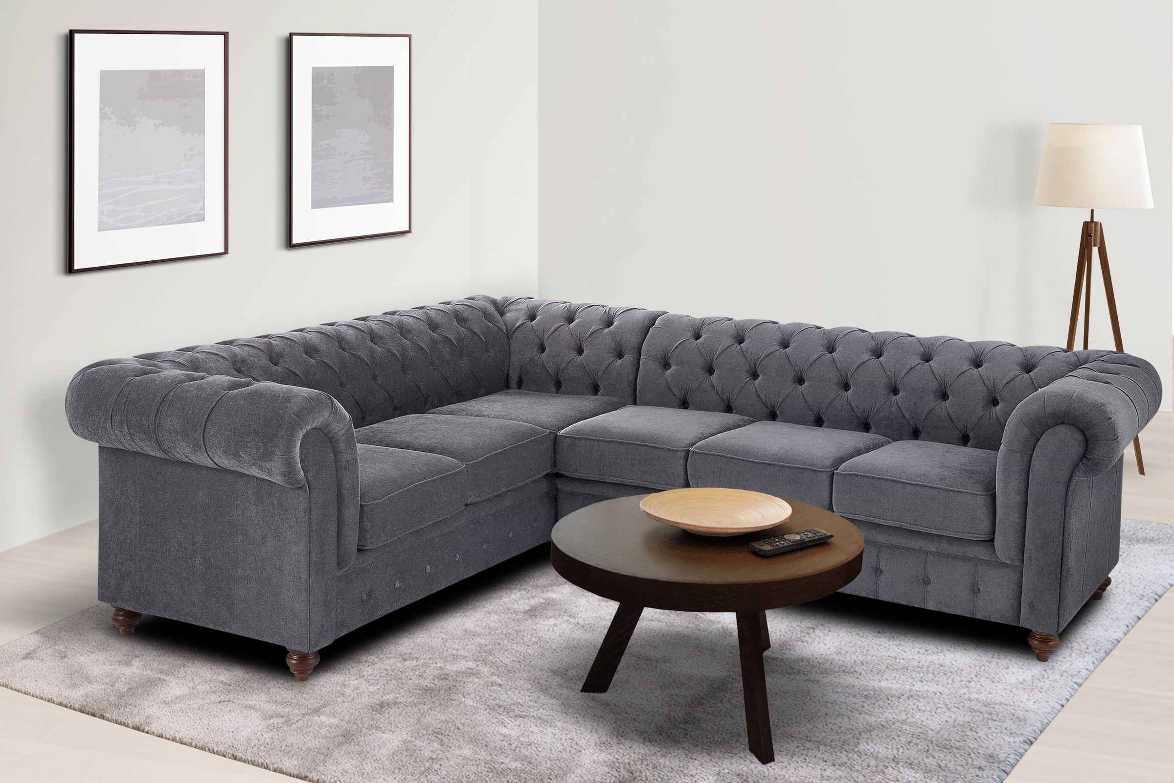 Home affaire Chesterfield-Sofa »Chesterfield Ecksofa, auch in Leder L-Form« günstig online kaufen
