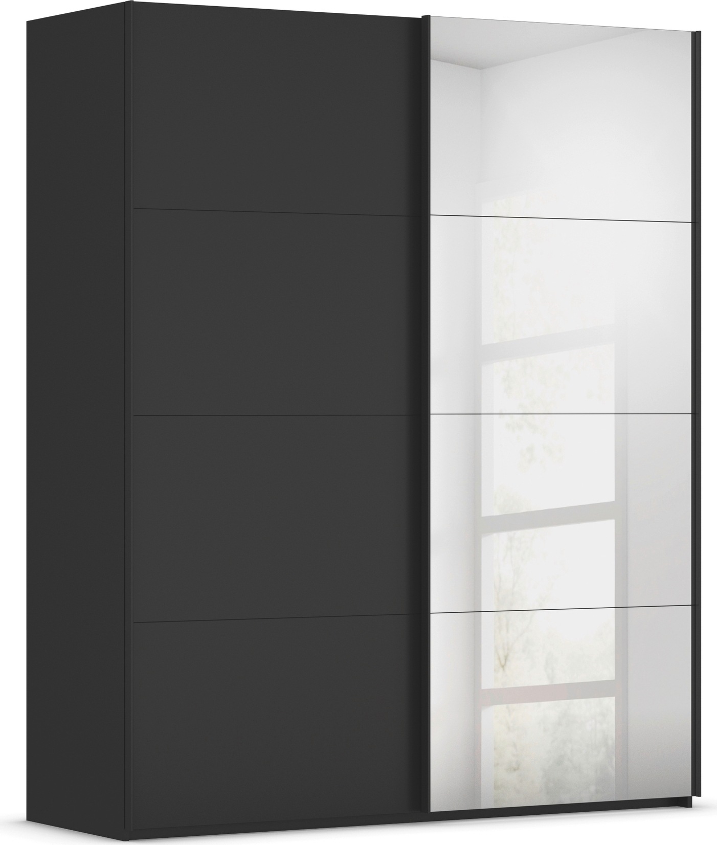 rauch Schwebetürenschrank »Kleiderschrank Schrank Garderobe Schlafzimmerschrank SCALE-FYRA« edle viergeteilte Türen mit Spiegel und vielen Farben MADE IN GERMANY