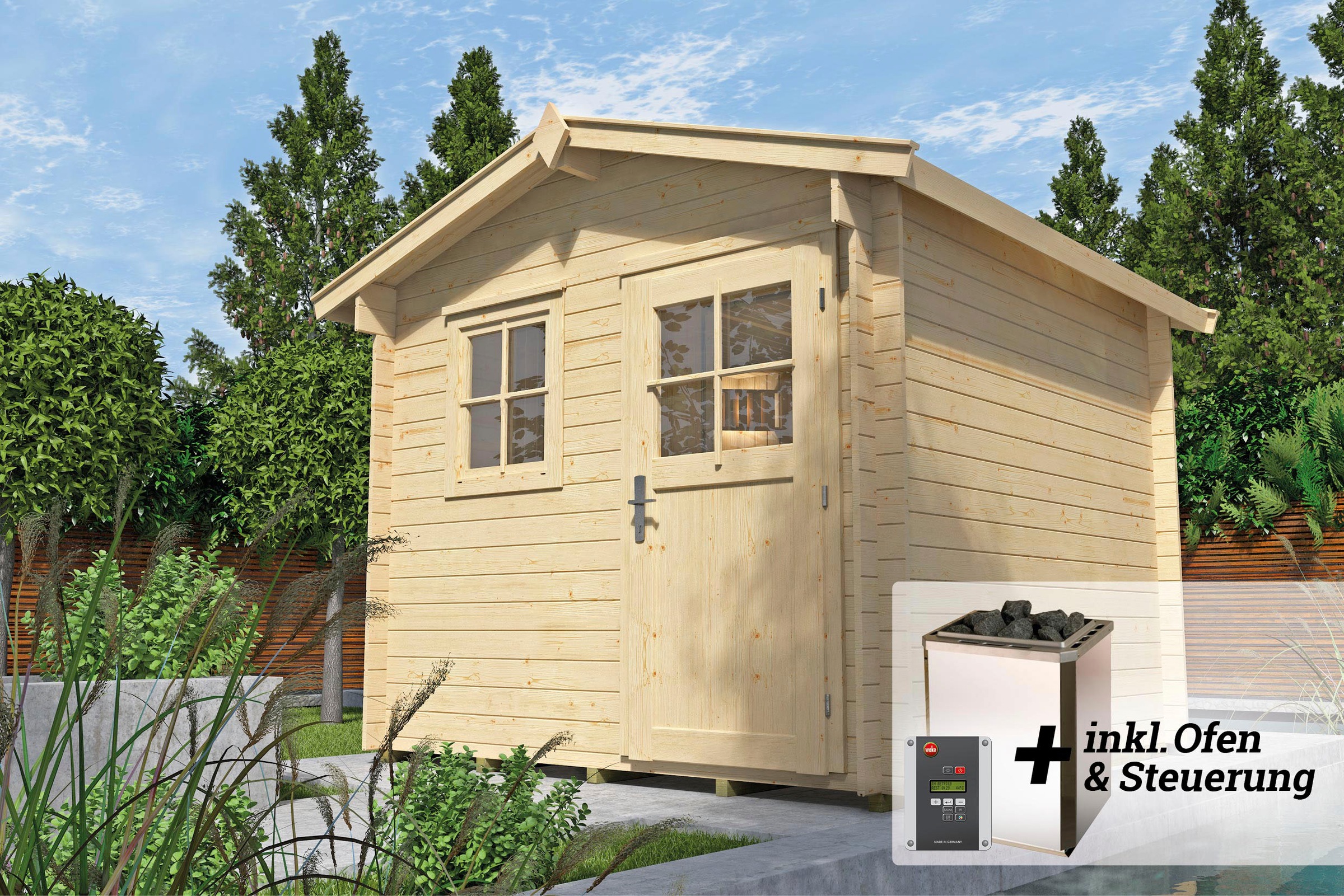 weka Saunahaus »Mikkeli«, 7,5 kW-Ofen mit digitaler Steuerung