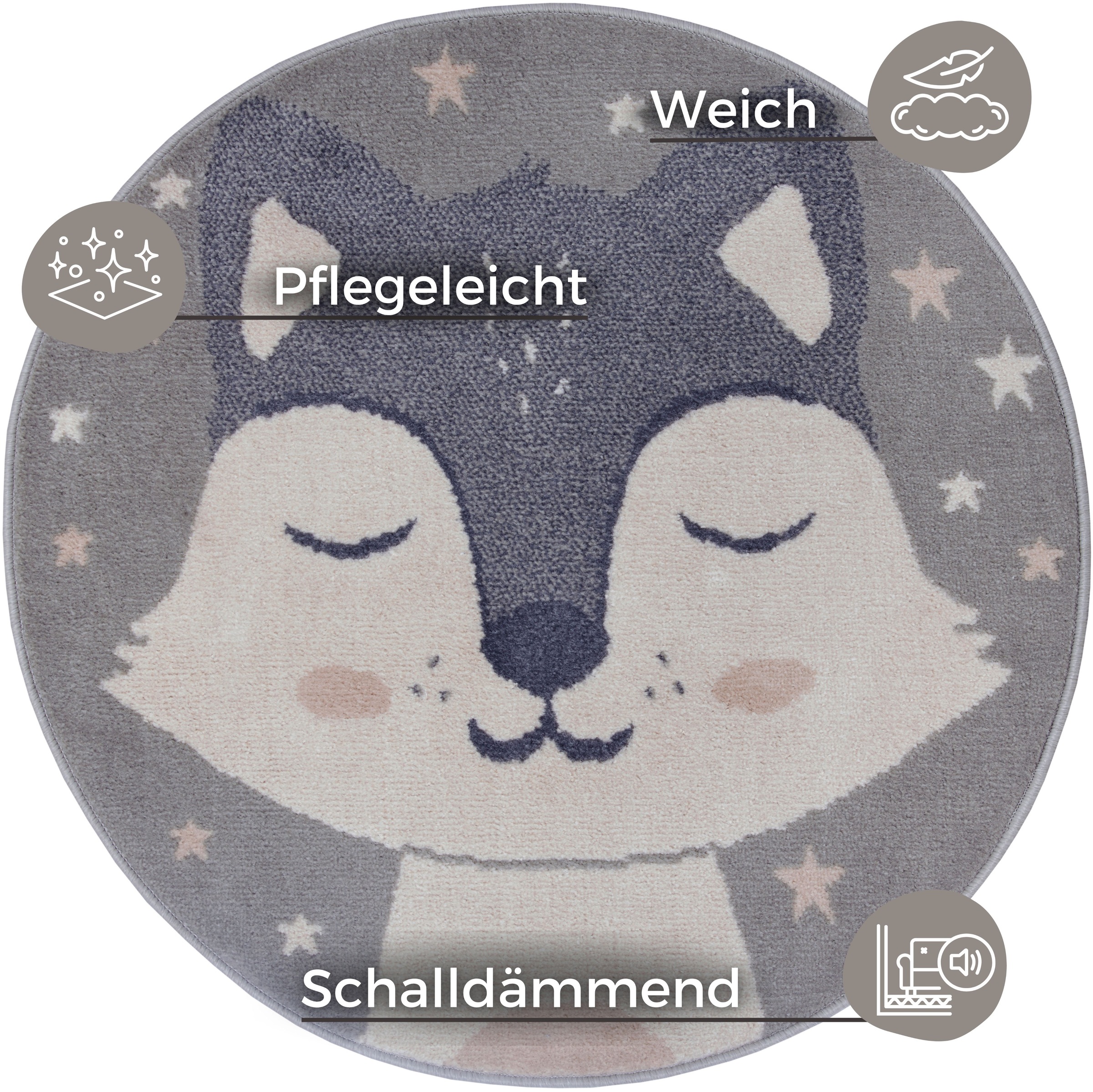 HANSE Home Kinderteppich »Adventures Fox«, rund, 8 mm Höhe, Spielteppich, fest, Kinderzimmer, Kurzflor, Spielunterlage