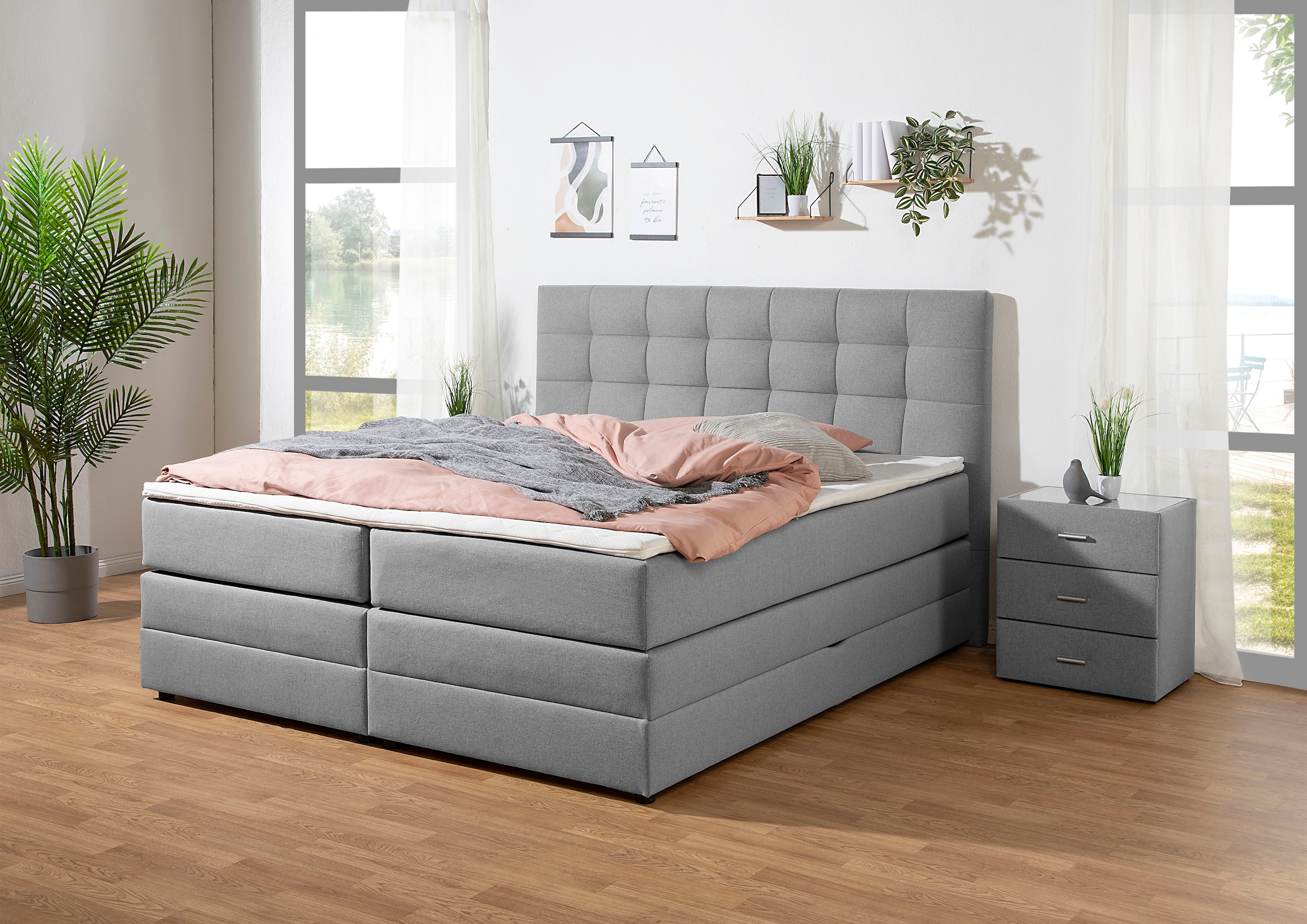 Home affaire Boxspringbett »Ethan« inkl. Topper und geräumigen Bettkasten e günstig online kaufen