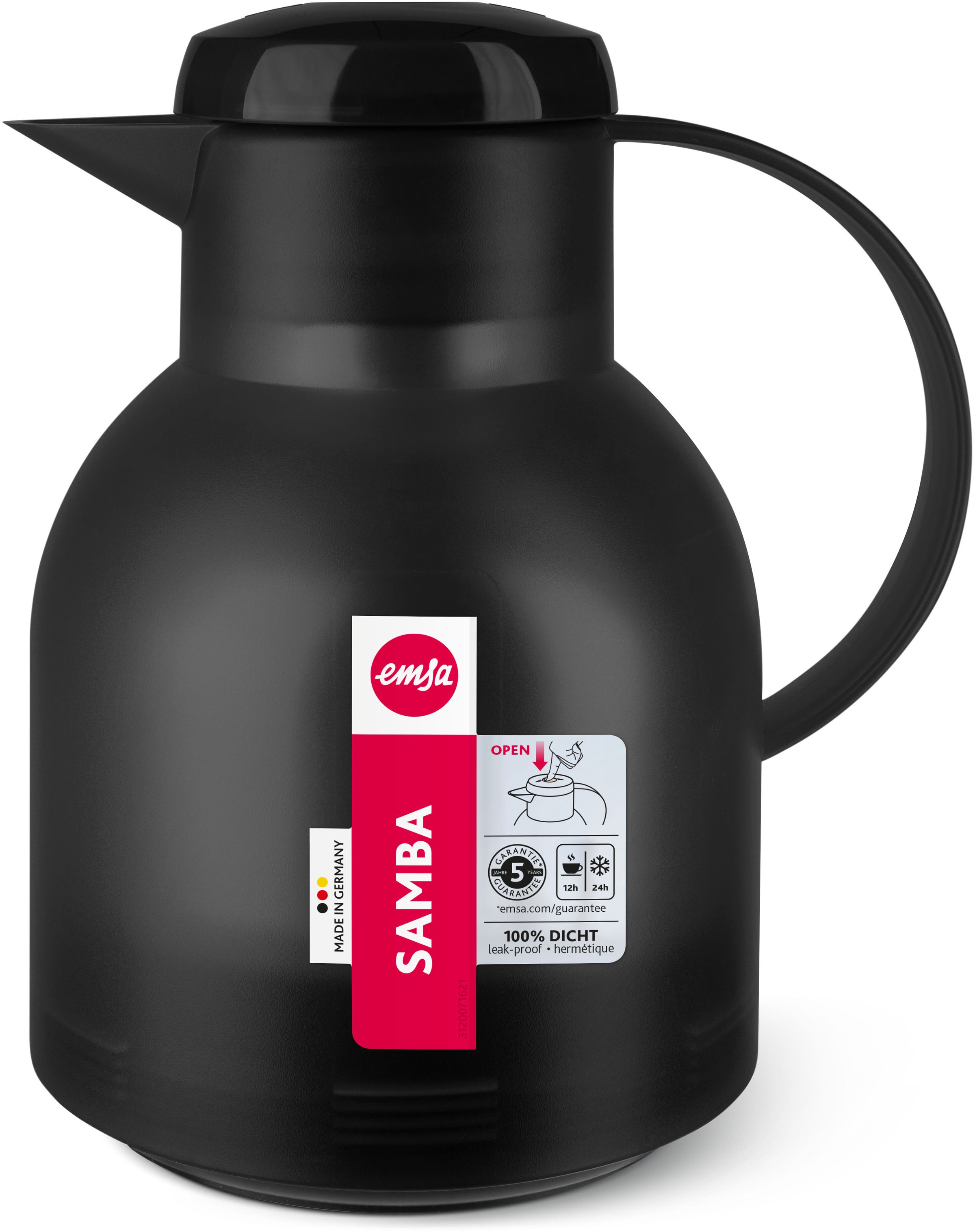 Emsa Isolierkanne »Samba«, 1 l, zeitloses Design, einfacher Knopfdruck, 24h günstig online kaufen