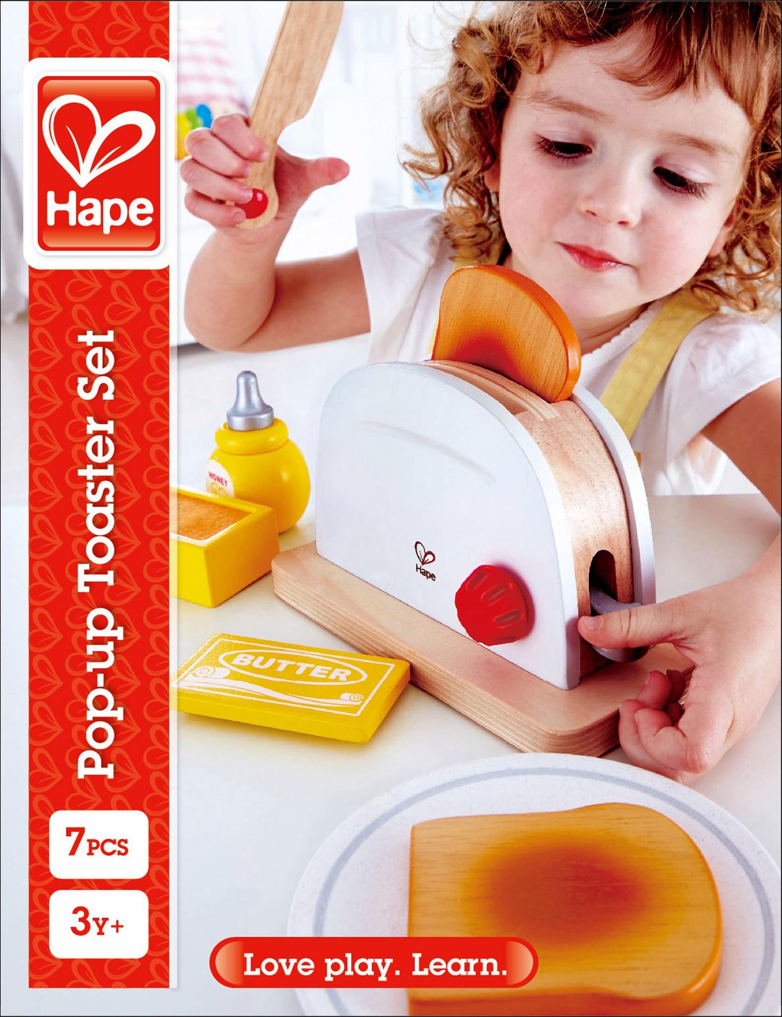 Hape Kinder-Toaster »Pop-Up-Toaster-Set, 7-tlg.«, (Set, 7 tlg.), aus Holz
