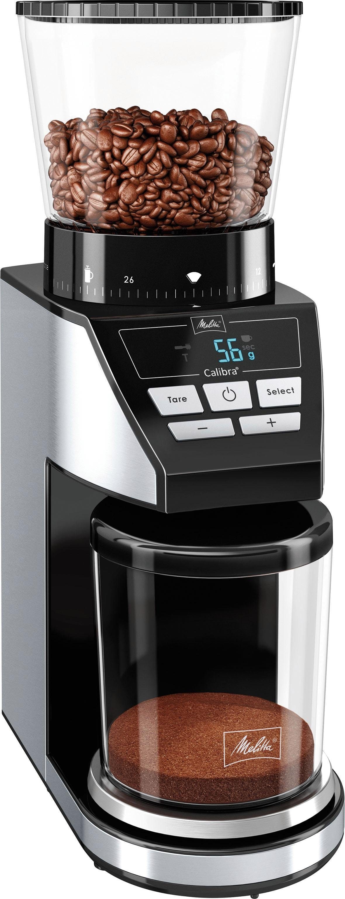 Melitta Kaffeemühle »Calibra 1027-01 schwarz-Edelstahl«, 160 W, Kegelmahlwerk, 375 g Bohnenbehälter