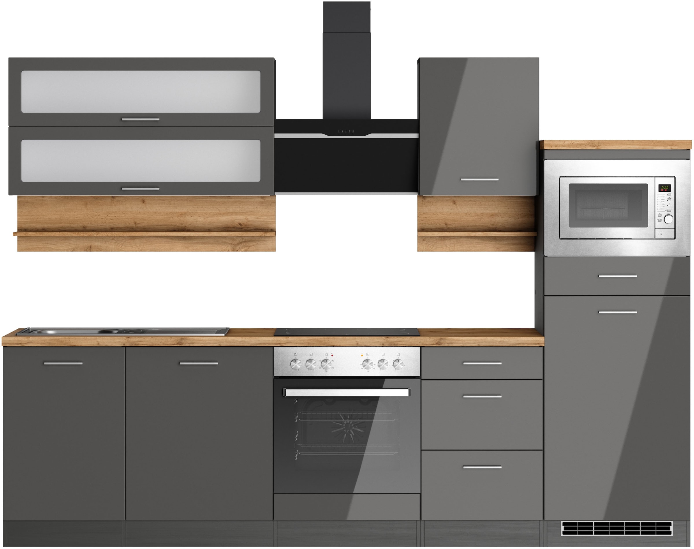 KOCHSTATION Küchenzeile »KS-Milan«, 280 cm breit, robuste Metallauszüge, vi günstig online kaufen