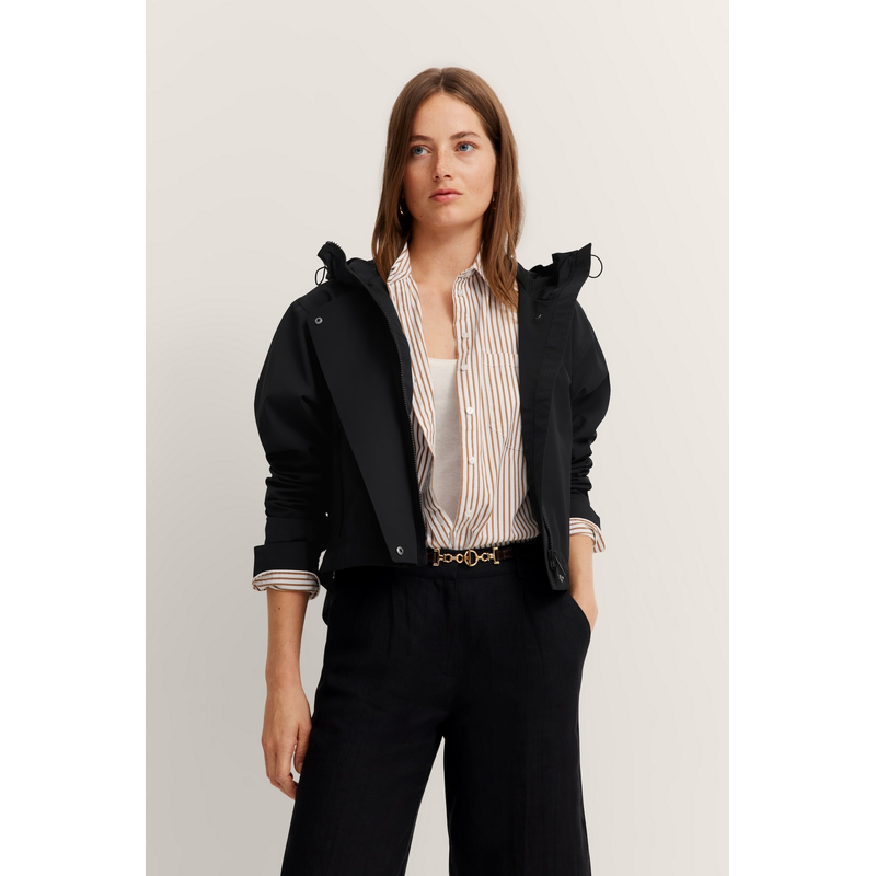 BUGATTI Blouson mit Kapuze wasserabweisend 290-schwarz 36 36 Bündchen an Ärmel & Saum