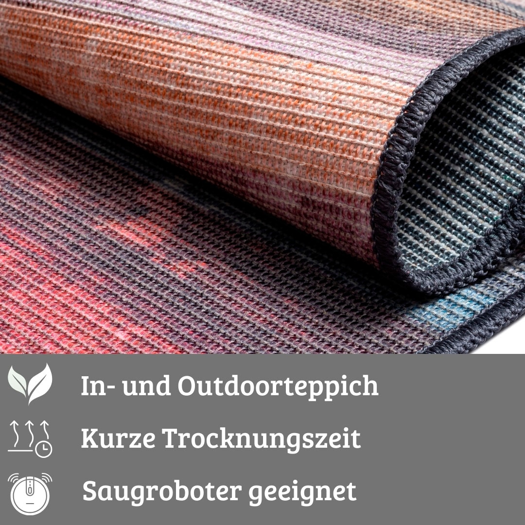 my home Teppich »Nivah Lagerräumung«, rechteckig, 8 mm Höhe, Flachgewebe, modern gestreift, In- und Outdoor geeignet