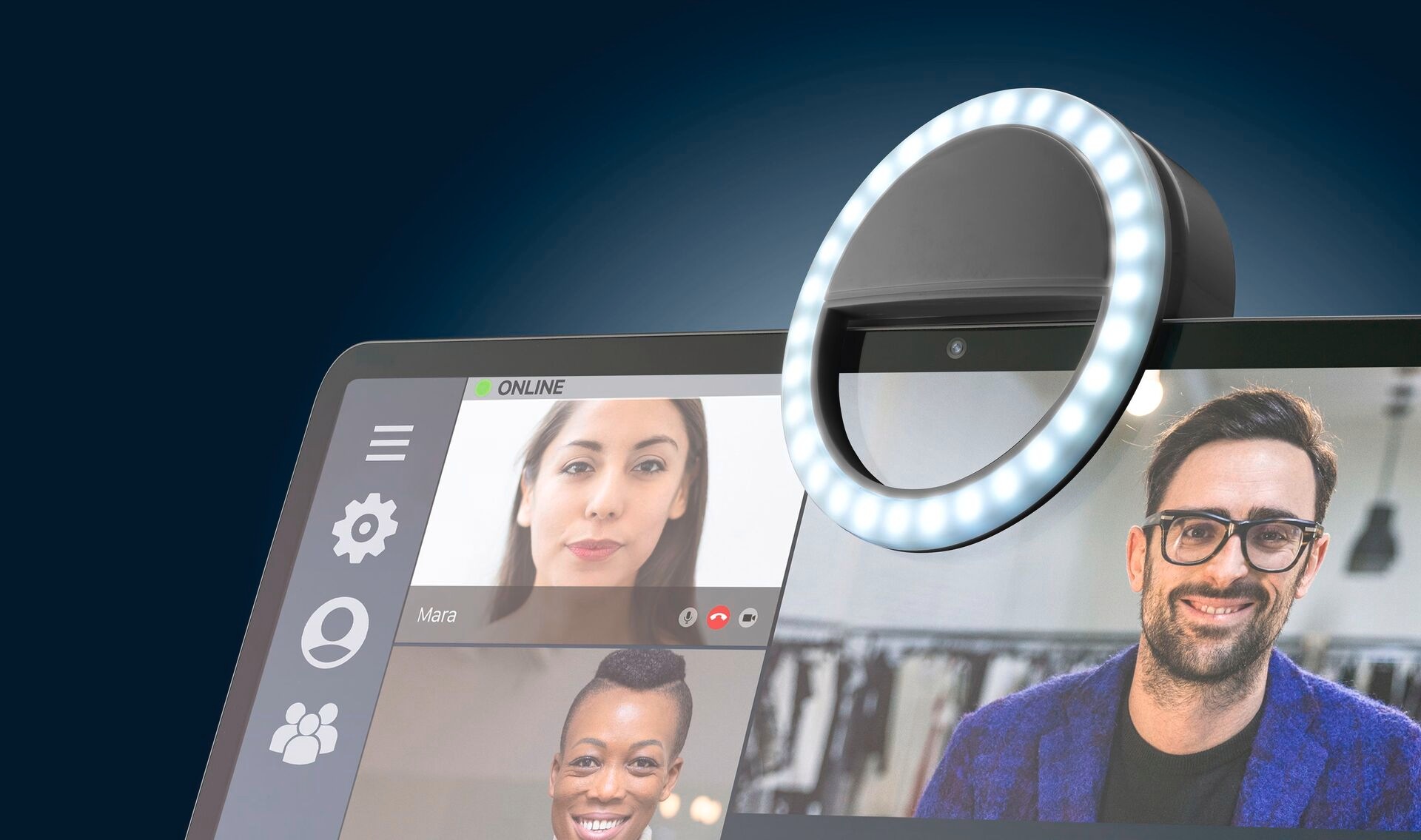 Cellularline Ringlicht »Universal Selfie Lichtring«, mit wiederaufladbarer Batterie, passt an Smartphones, Tablets oder PCs