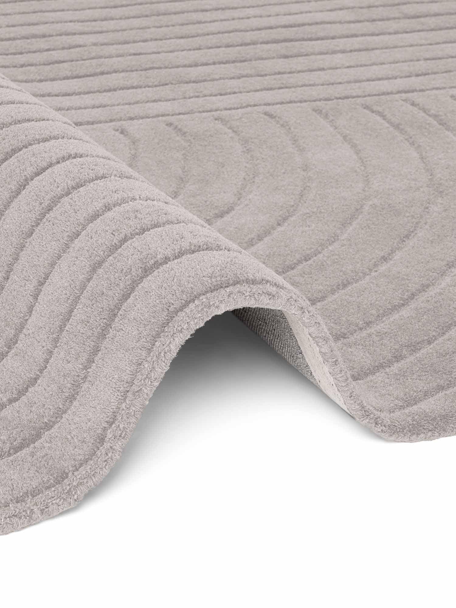 vikosa Wollteppich »Arcura« rechteckig 15 mm Höhe Wolle Handgemacht, Hoch-Tief-Effekt, Geometrisches Linien Wellendesign