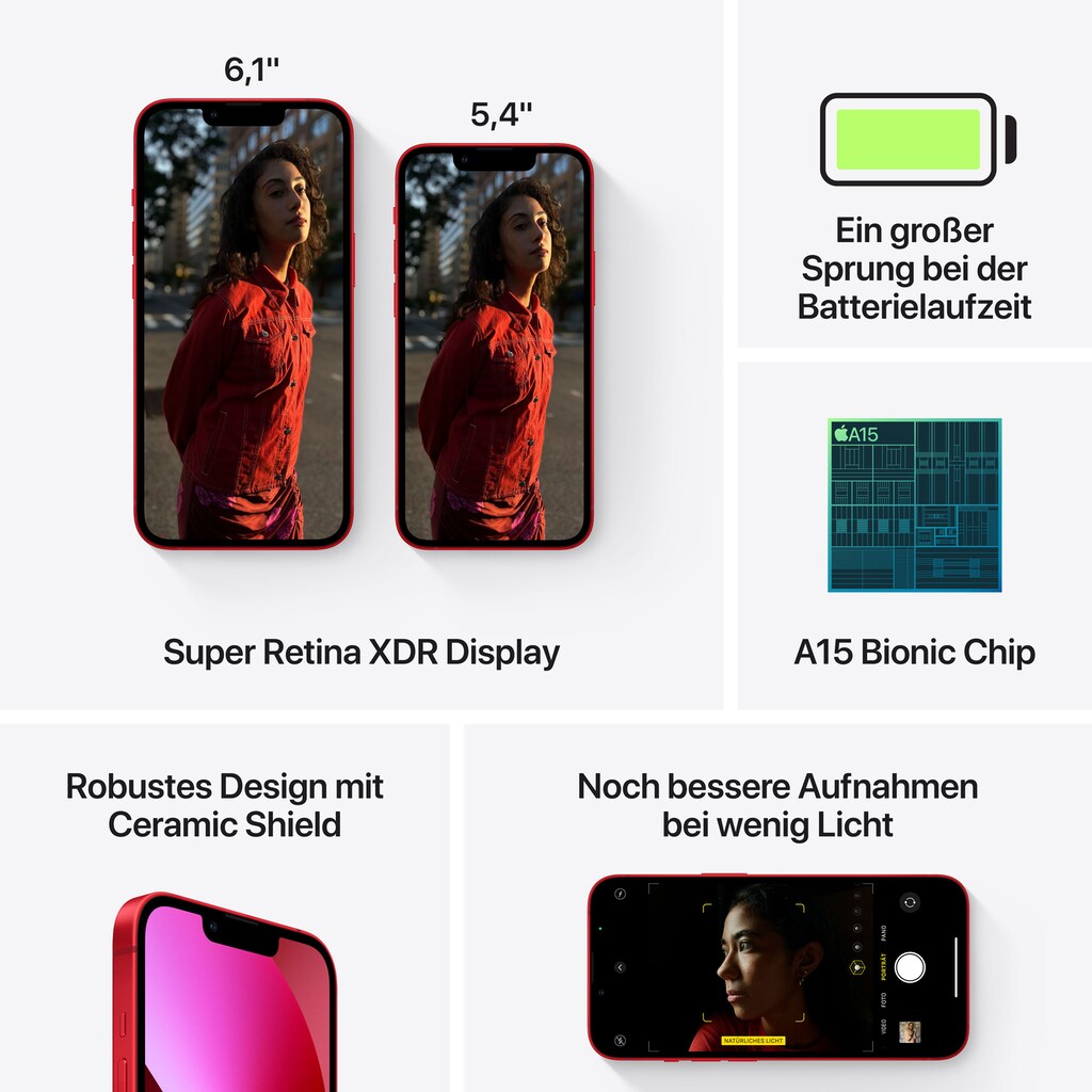 Apple Smartphone »iPhone 13 mini«, Red, 13,7 cm/5,4 Zoll, 256 GB Speicherplatz, 12 MP Kamera