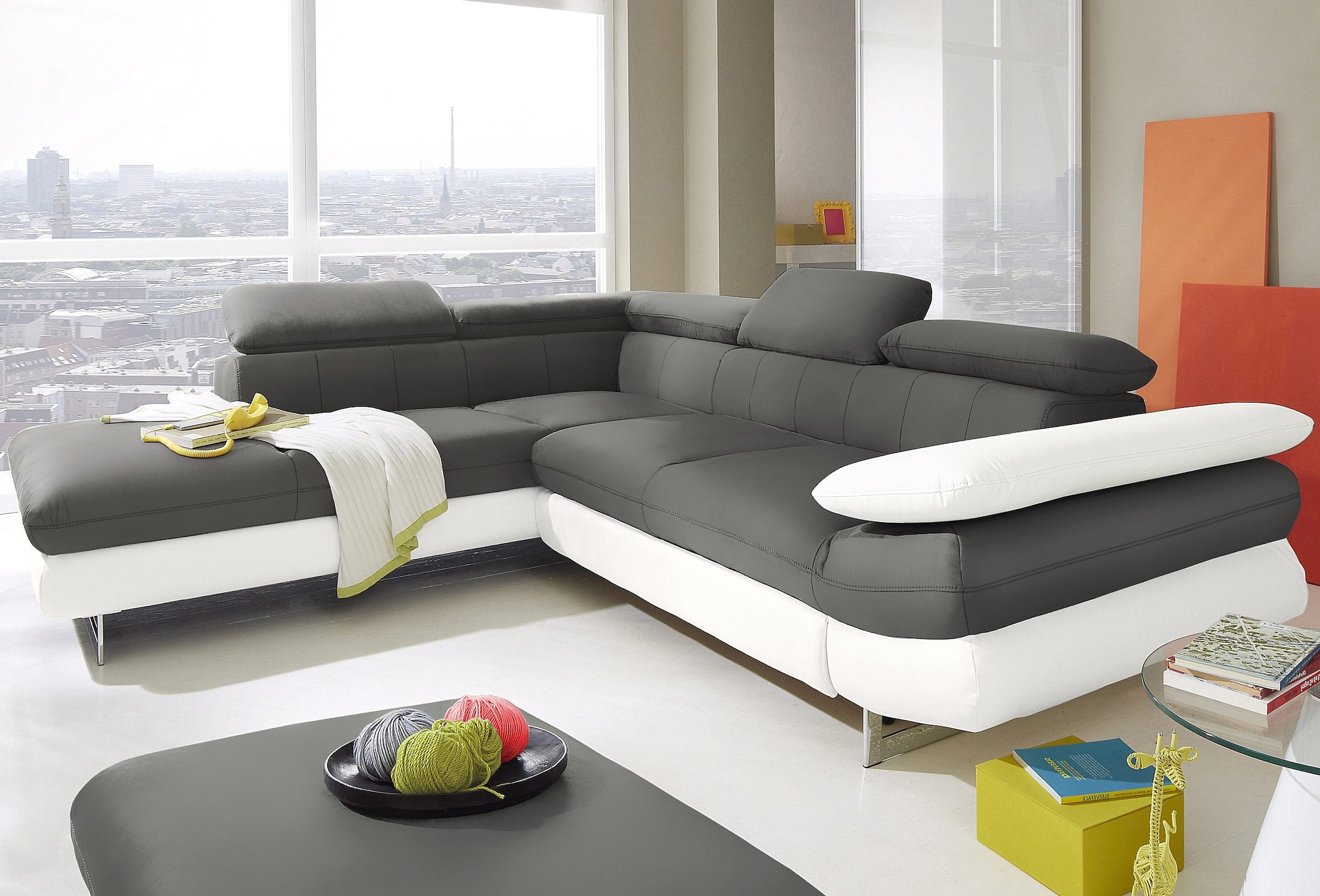 COTTA Ecksofa »Solution L-Form« mit Arm- & Kopfteilverstellung, wahlweise m günstig online kaufen