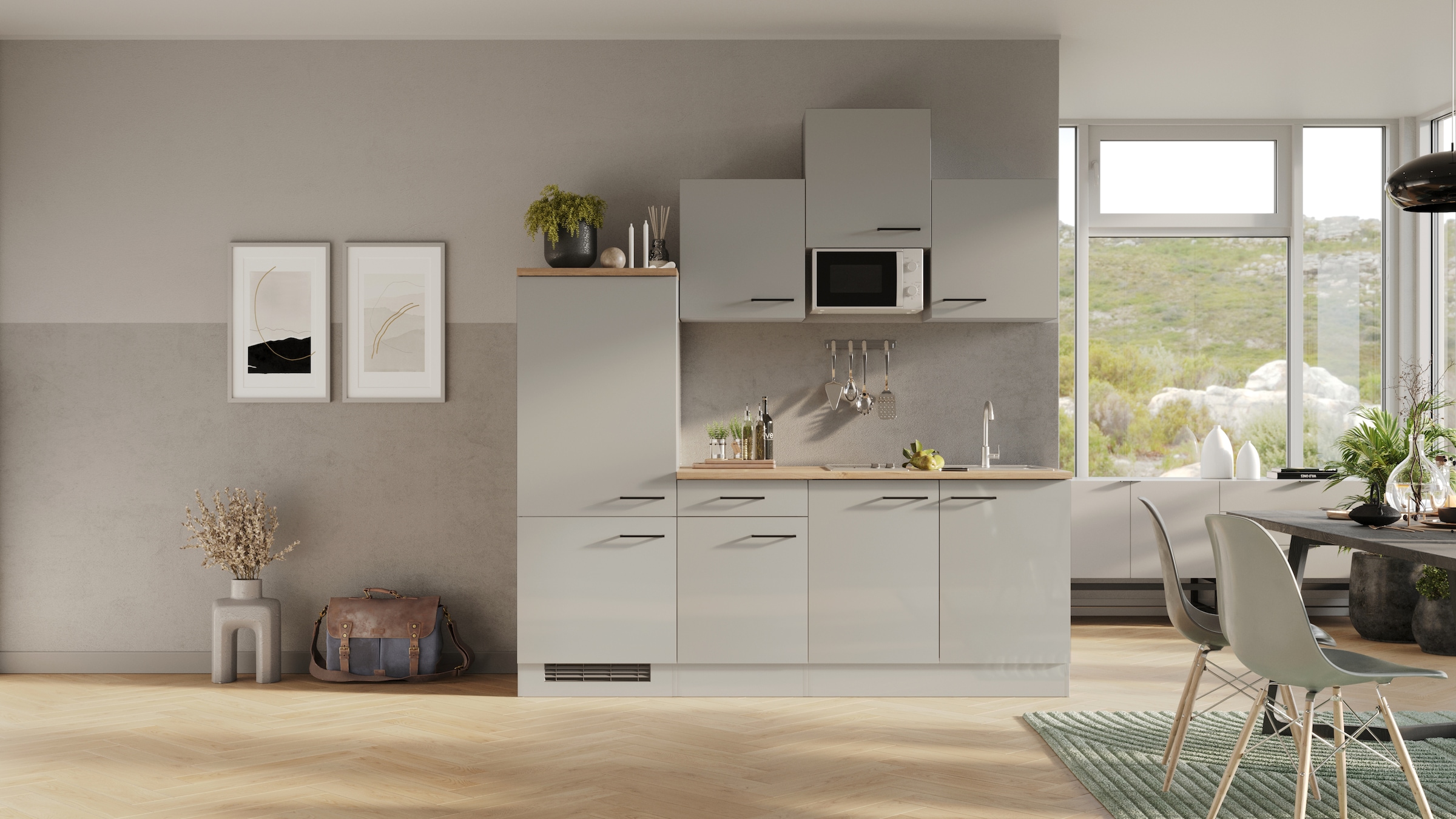 Flex-Well Küchenzeile »Lund«, mit E-Geräten, Gesamtbreite 210 cm, in weiten Farben erhältlich