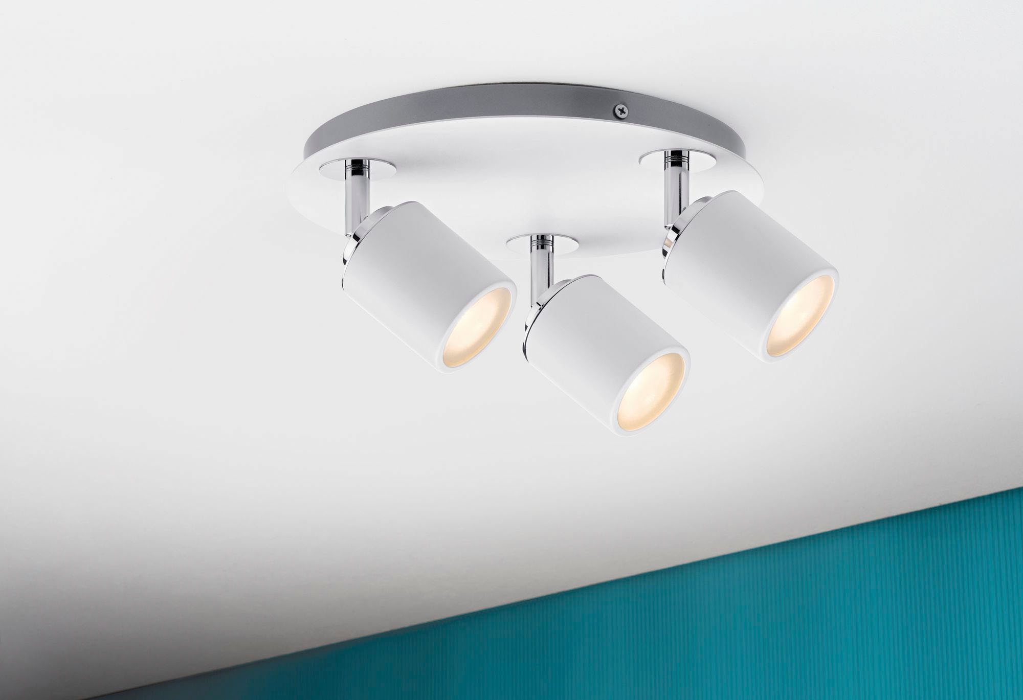 Paulmann LED Deckenleuchte, 3 flammig, Leuchtmittel GU10 | ohne Leuchtmittel, GU10, 3er-Spot Gu10 Weiß/Chrom Tube ohne Leuchtmittel, max. 10W