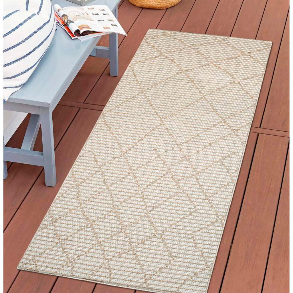 Carpet City Outdoorteppich »PALM3526«, rechteckig, 5 mm Höhe, Wetterfest & UV-beständig, für Balkon, Terrasse, Küche, flach gewebt