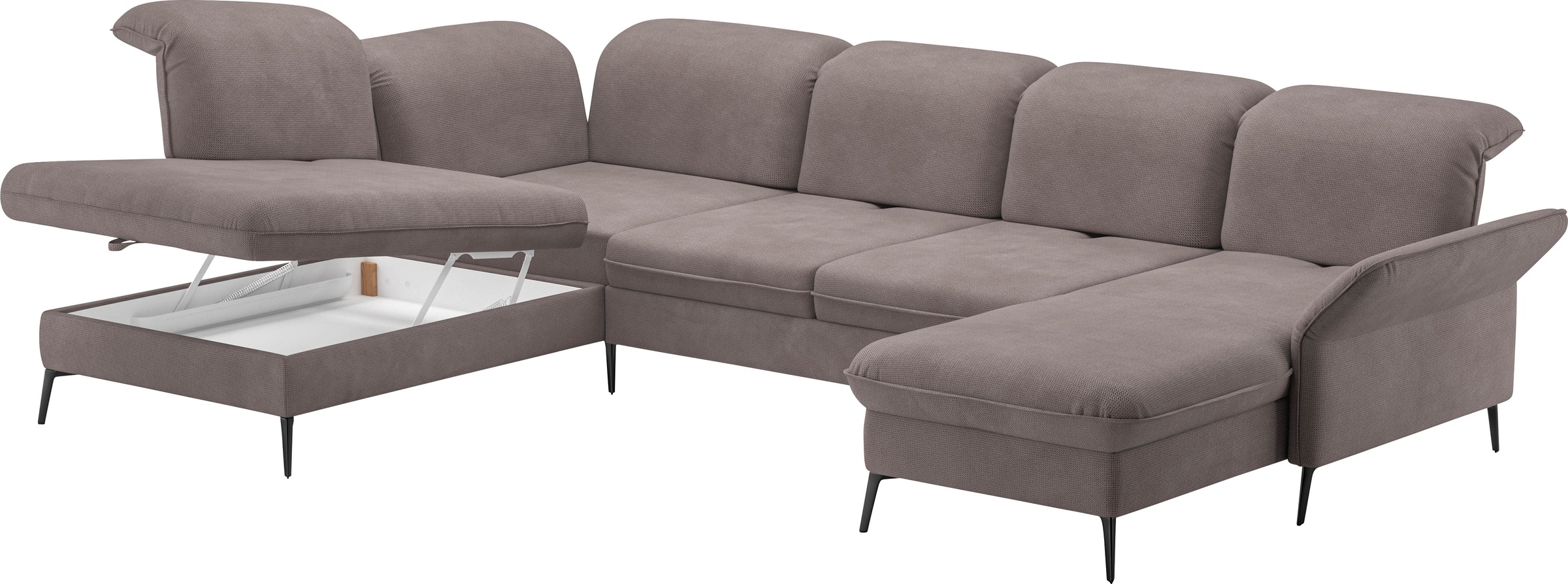 sit&more Wohnlandschaft »Emely, inkl. Sitztiefenverstellung«, wahlweise mit Bettfunktion,Bettkasten,Kopf- & Armteilverstellung