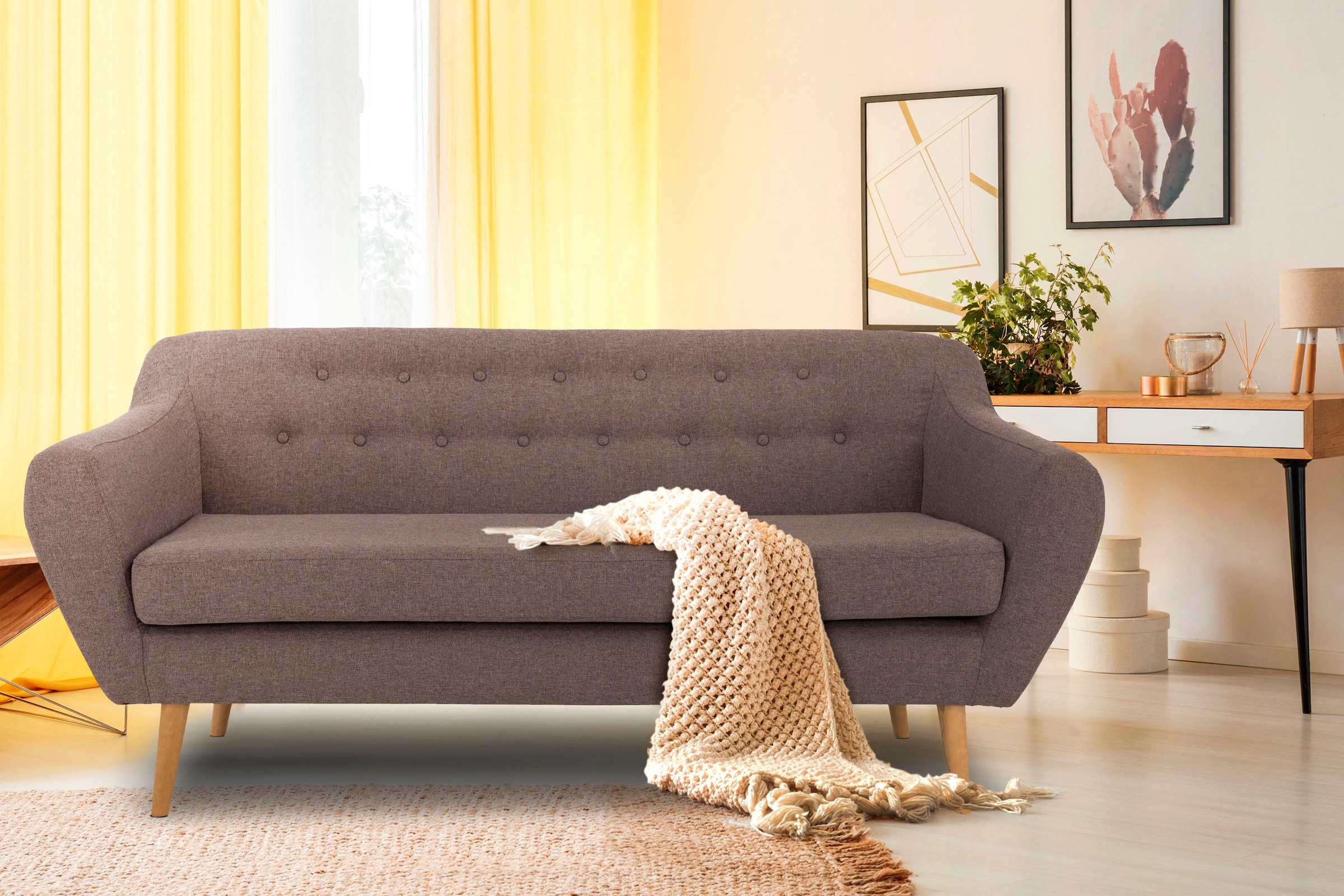 Home affaire 3-Sitzer »Renne« mit Heftung im Rücken im skandinavischem Stil günstig online kaufen