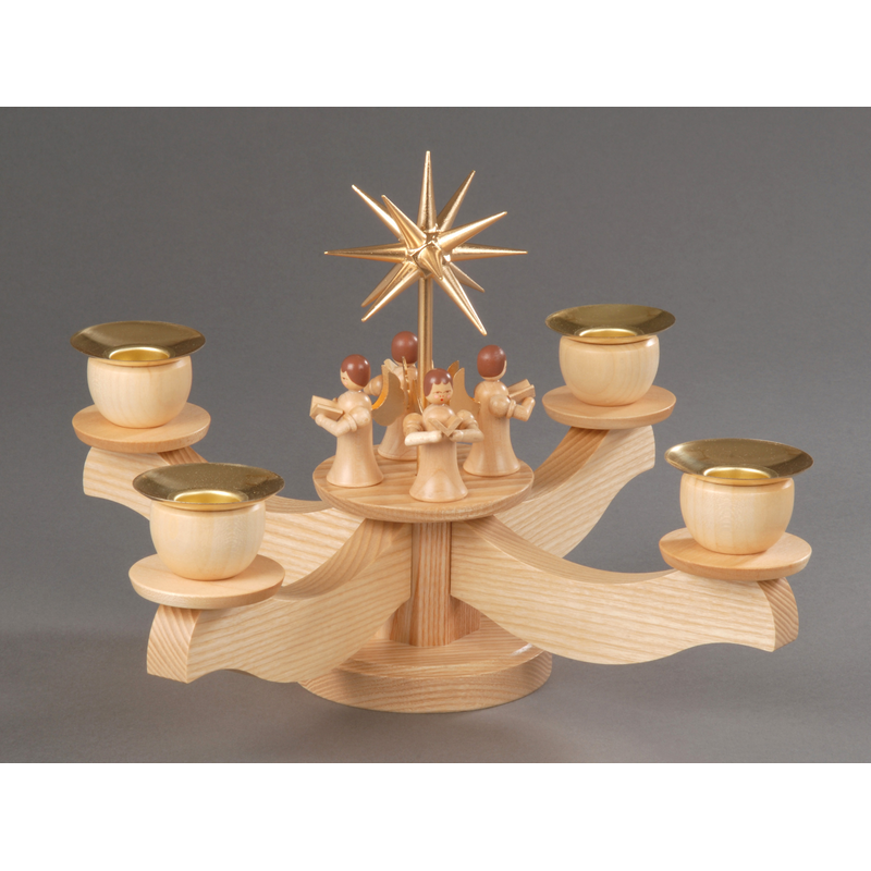 ALBIN PREISSLER Adventsleuchter »mit Engelsfiguren und Tannenkranz, Handwerkskunst aus dem Erzgebirge« Weihnachtsdeko aus Holz natur