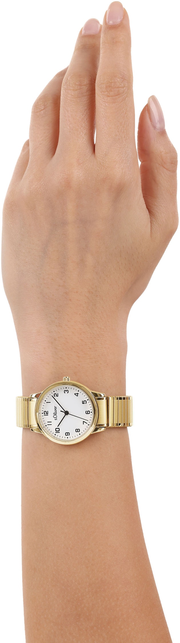 s.Oliver Quarzuhr, Armbanduhr, Damenuhr, Edelstahlarmband, Flexband, Zugband