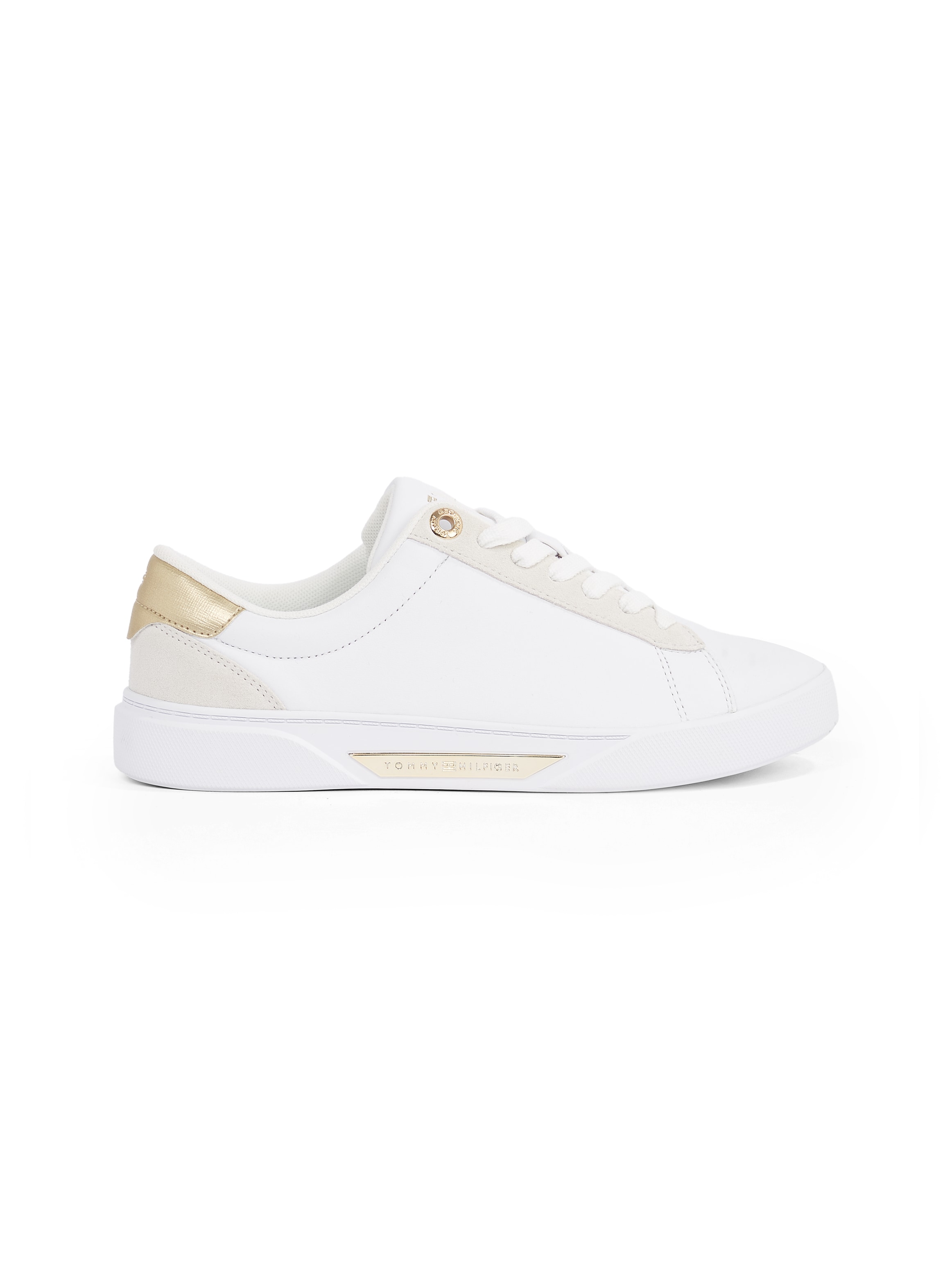 Tommy Hilfiger Plateausneaker »CHIC COURT SNEAKER«, Schnürschuh, Halbschuh, Freizeitschuh mit goldfarbenen Besätzen