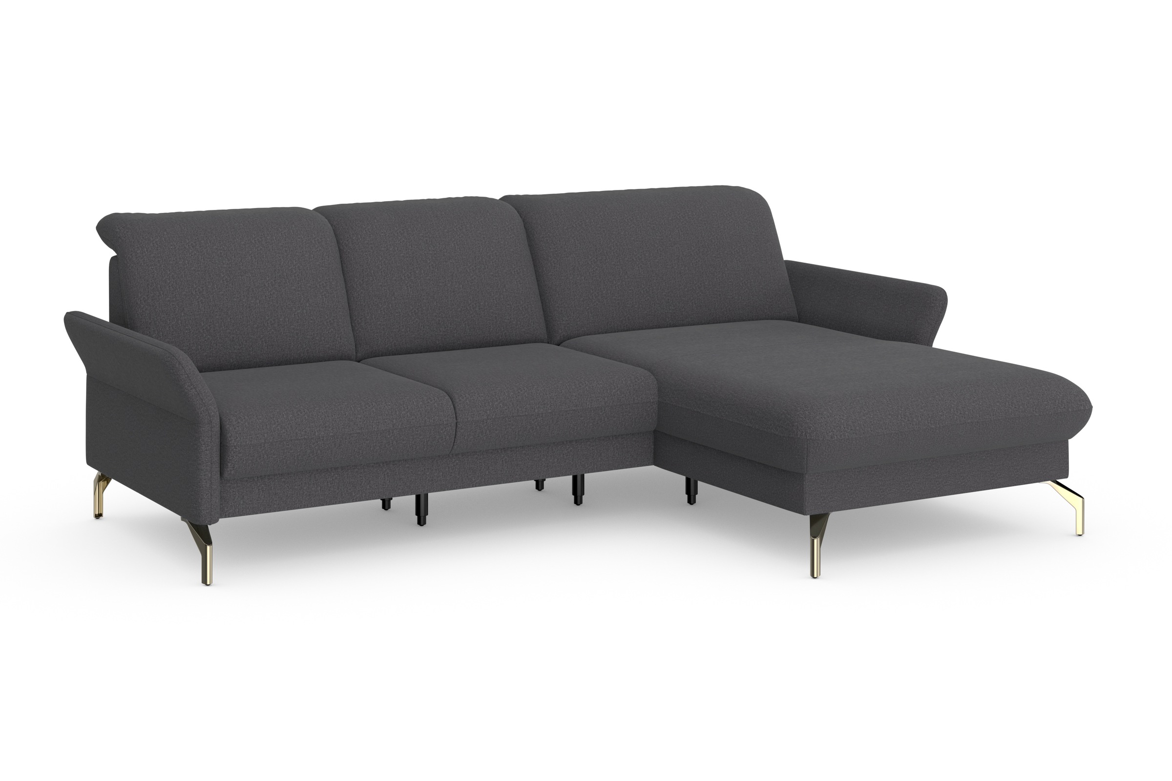 sit&more Ecksofa »Fashion L-Form«, wahlweise mit Kopfteilverstellung, Vorziehsitz, motorisch, Nickelfüße