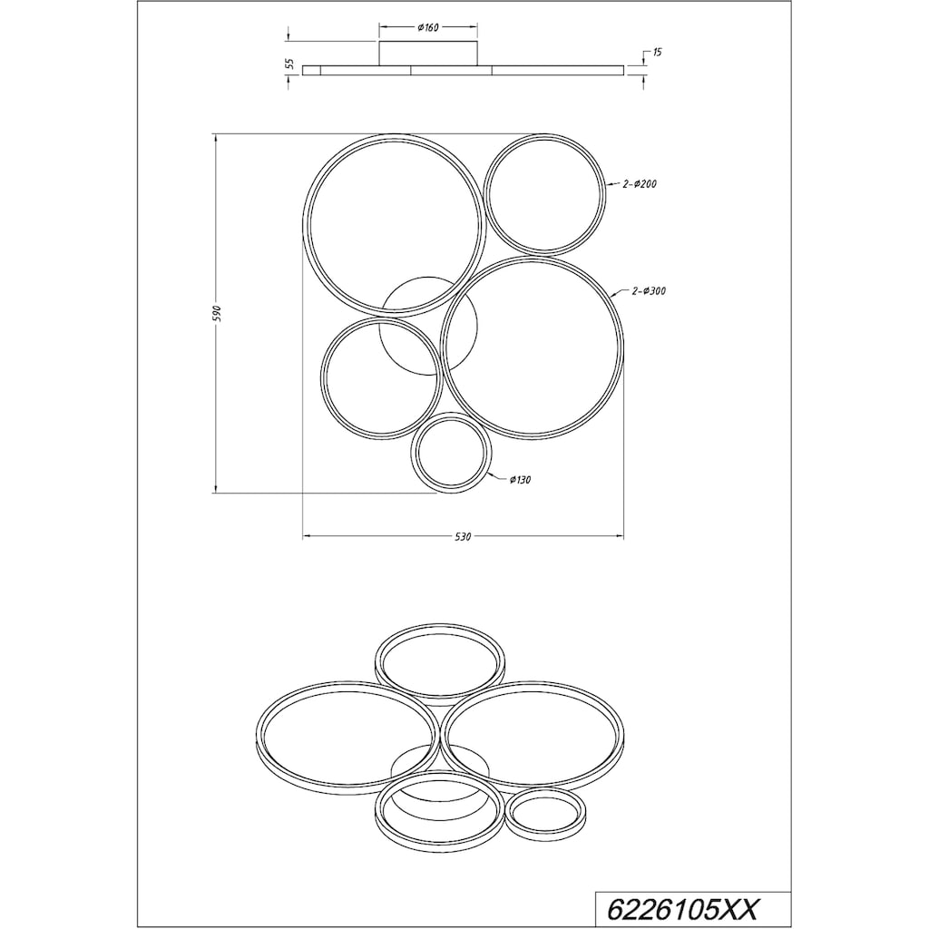 TRIO Leuchten LED Deckenleuchte »Rondo«, LED warmweiß 3000K dimmbar per Wandschalter