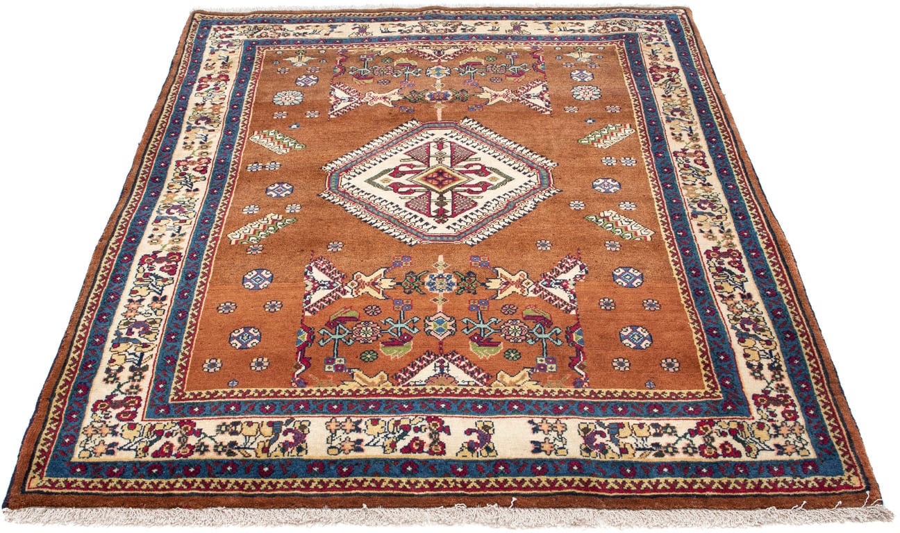Wollteppich „Shiraz Medaillon Marrone 158 x 120 cm“, rechteckig, Unikat mit Zertifikat Braun 10 mm B/L: 120 cm x 158 cm – 10 mm