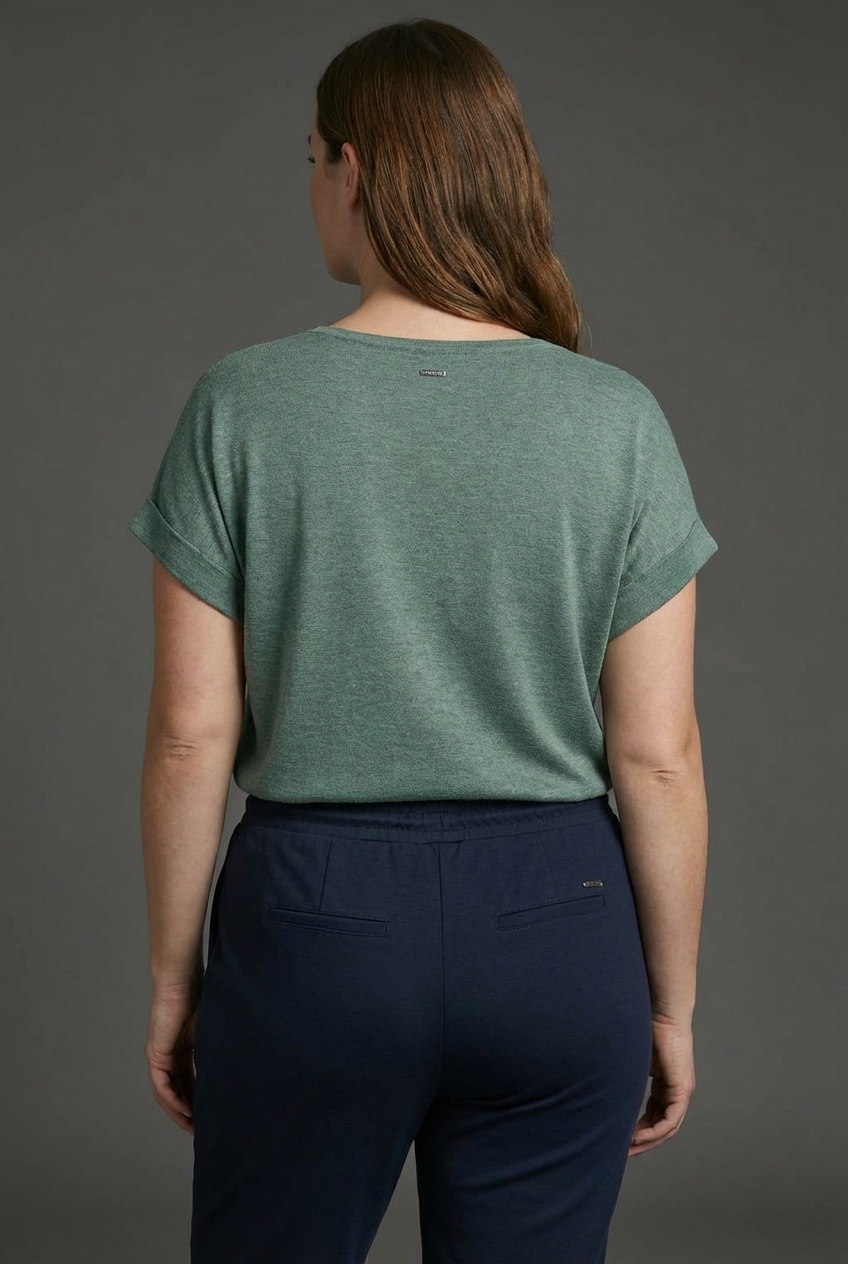 Laura Scott CURVE V-Ausschnitt-Pullover sommerlicher Feinstrick mit figurschmeichelnder Passform