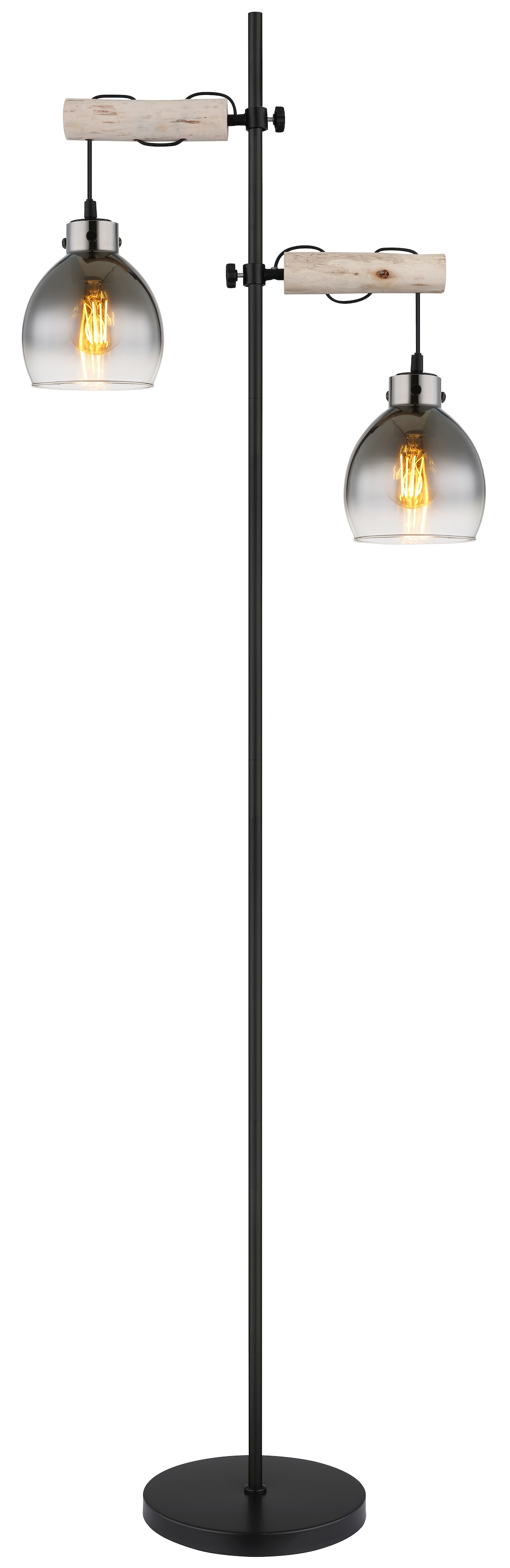 GLOBO LIGHTING Stehlampe »RYAN« E27 1 Stk. Stehlampe/Holz/Glas rauchfarben/ günstig online kaufen