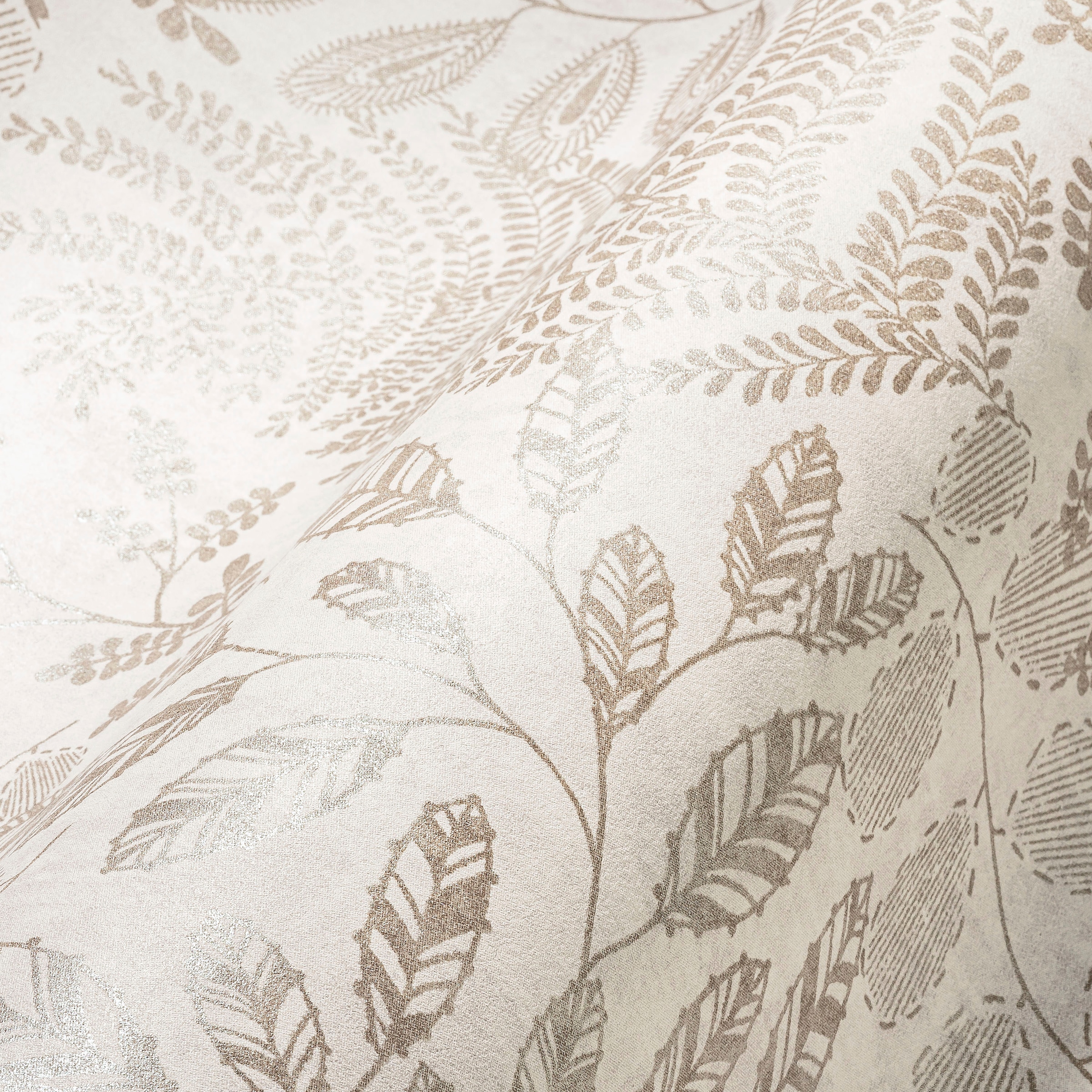 A.S. Création Vliestapete »THE BOS Blätter Floral«, matt-gemustert-neutral, Florale Tapete Tapete Floral Tapeten Wohnzimmer Schlafzimmer Küche