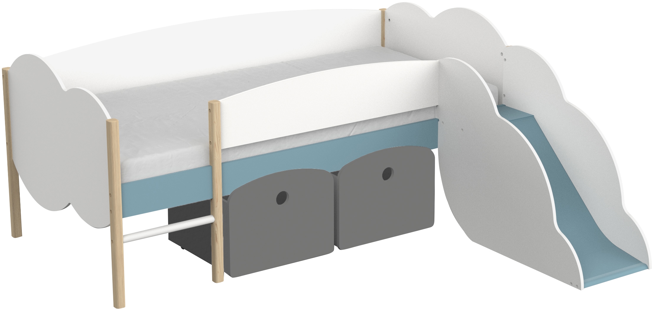 Demeyere GROUP Spielbett »Longane«, Kinderbett in Form von Wolken mit kleine Rutsche