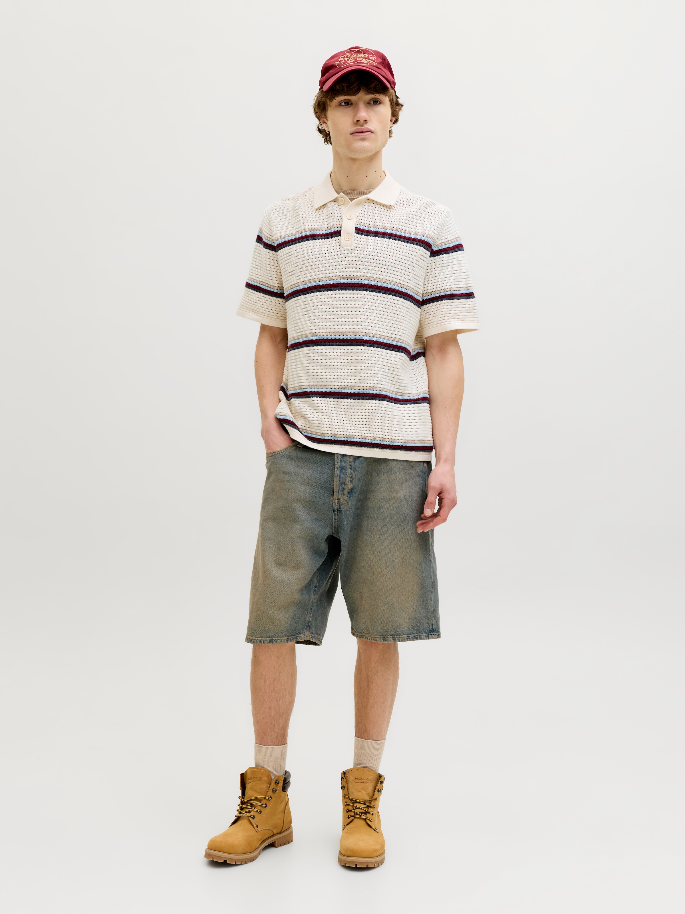 Jack & Jones Polokragenpullover »JORMAINE KNIT STRIPE POLO SN« Baumwolle, relaxed fit