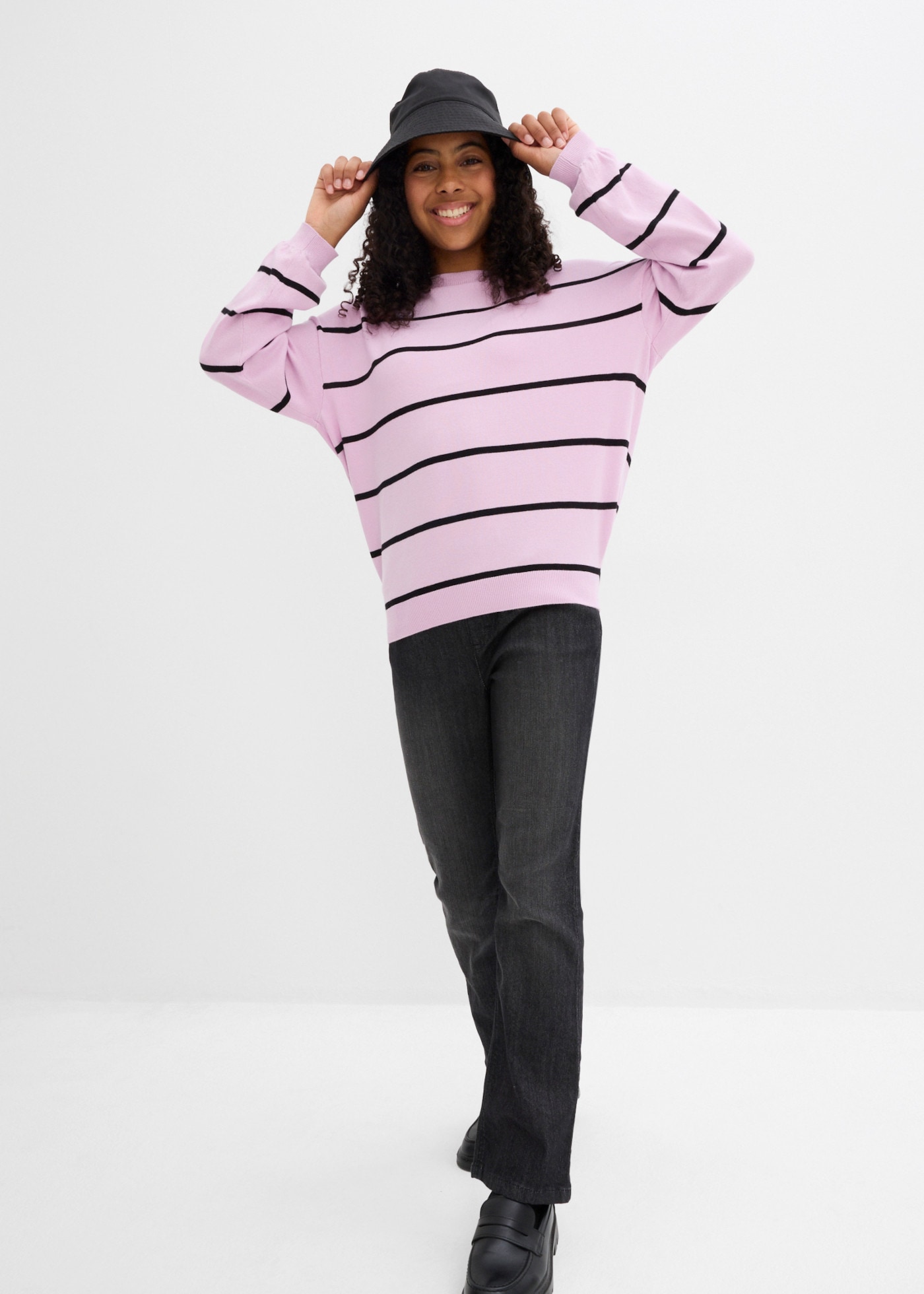 bonprix Strickpullover für Mädchen, klassischer Feinstrick, Regular Fit, im Casual-Stil