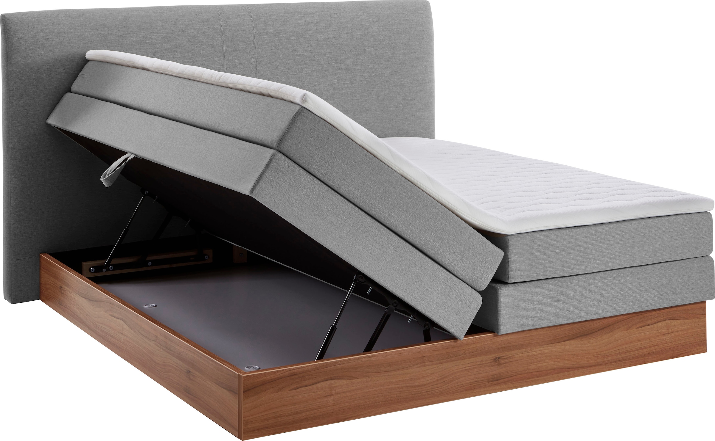 Home affaire Boxspringbett »Blomen« mit Walnuss-Dekor, mit Bettkasten, verschiedene Härtegrade, mit Topper