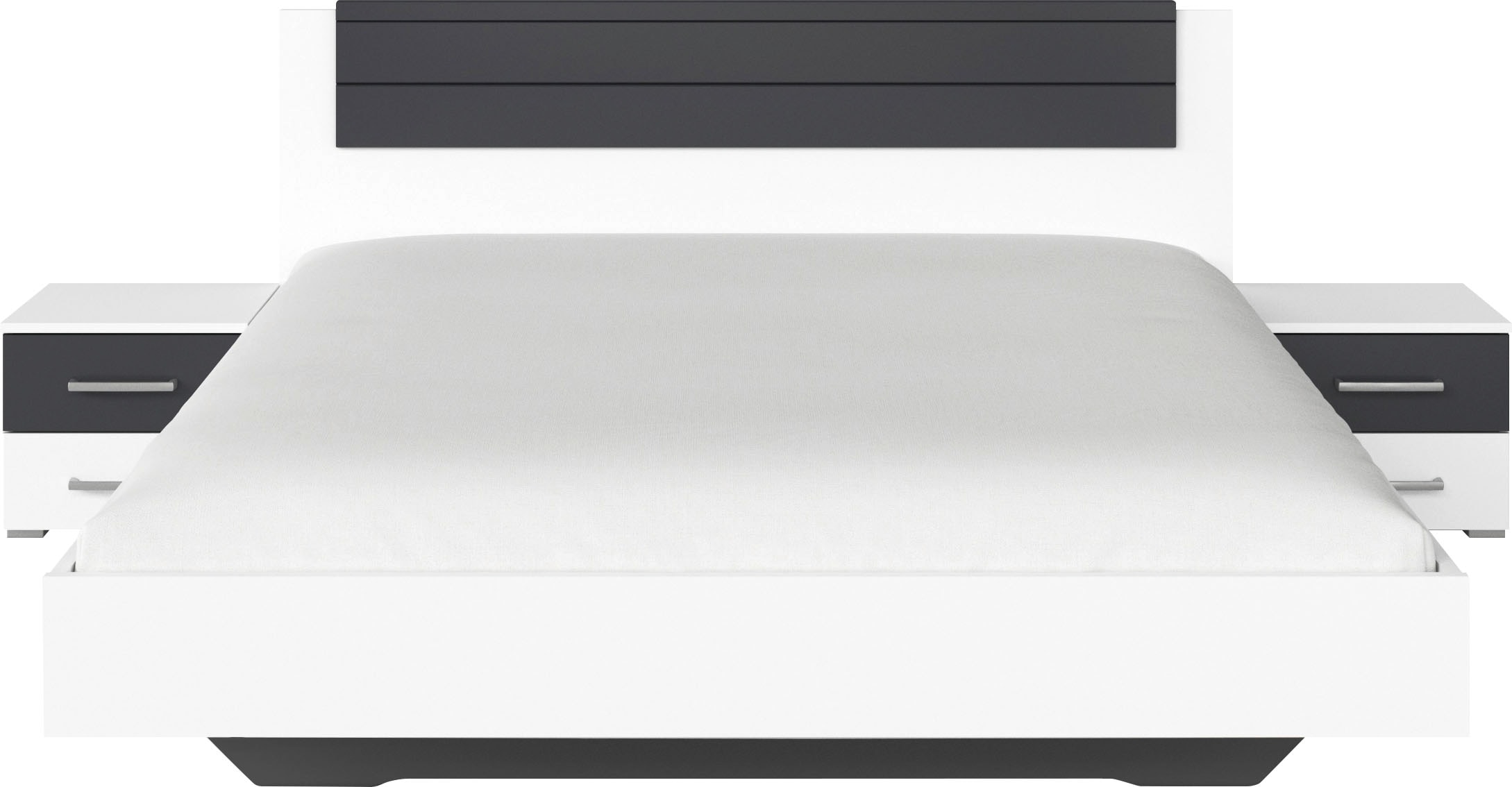 rauch Bettanlage »Doppelbett Futonbett BARCELONA in schwebender Optik«, (Set, 3 tlg.), und Farbabsetzungen mit 2 Nachttischen MADE IN GERMANY