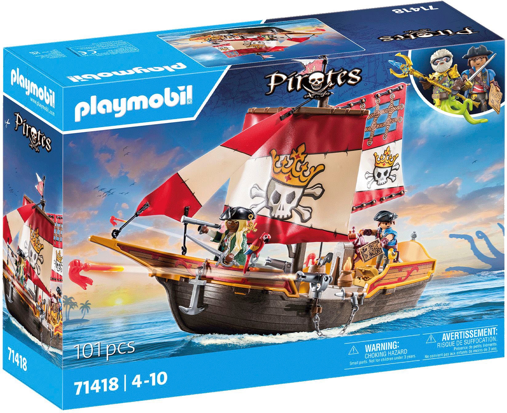 Konstruktions-Spielset »Piratenschiff (71418), Pirates«, (101 St.), Made in Europe