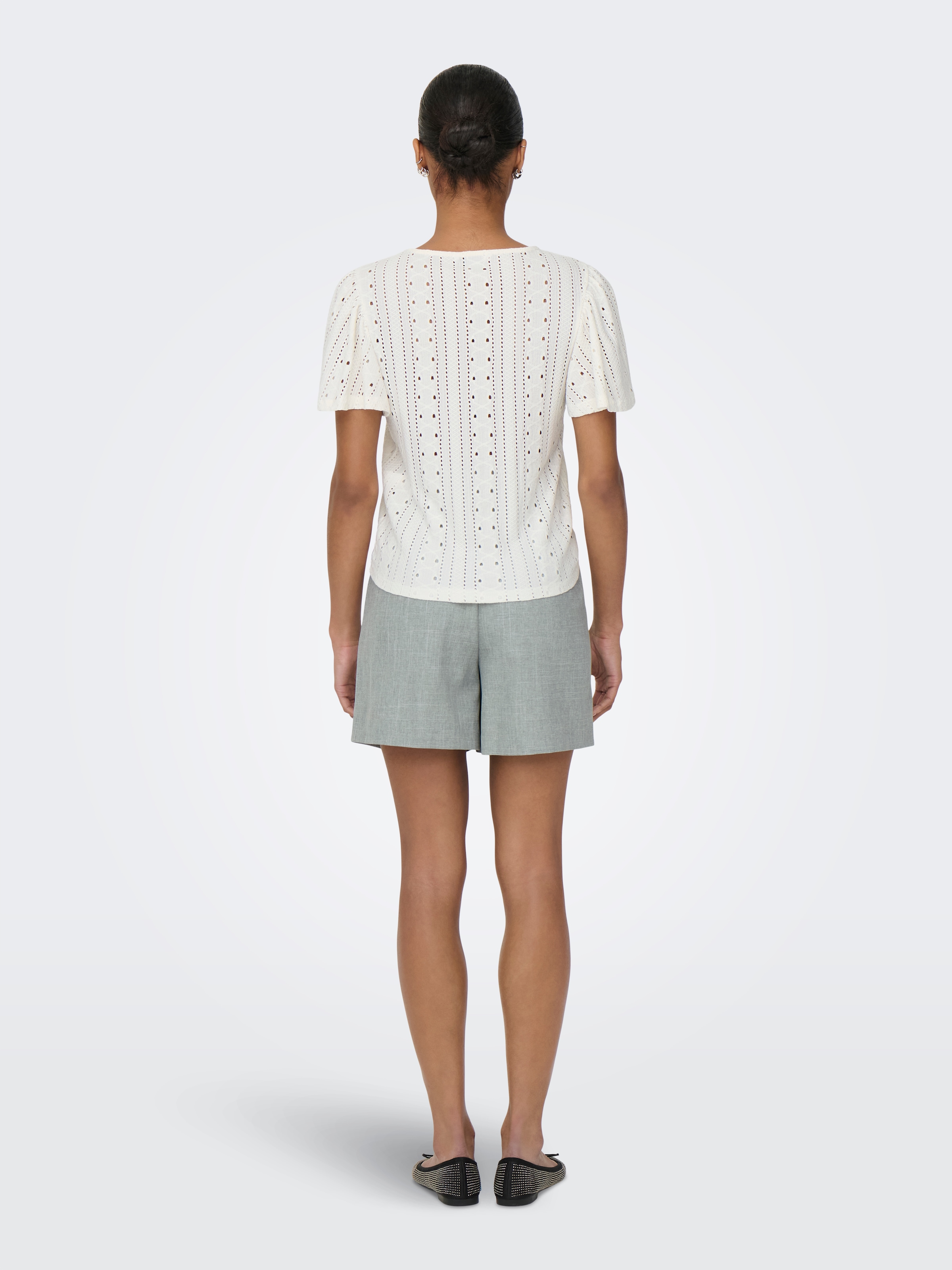 ONLY Kurzarmshirt »ONLRIVERSIDE – Shirt mit voluminösem Armschnitt für Alltag« regular fit, modisch, Jersey, Materialmix, Rundhals