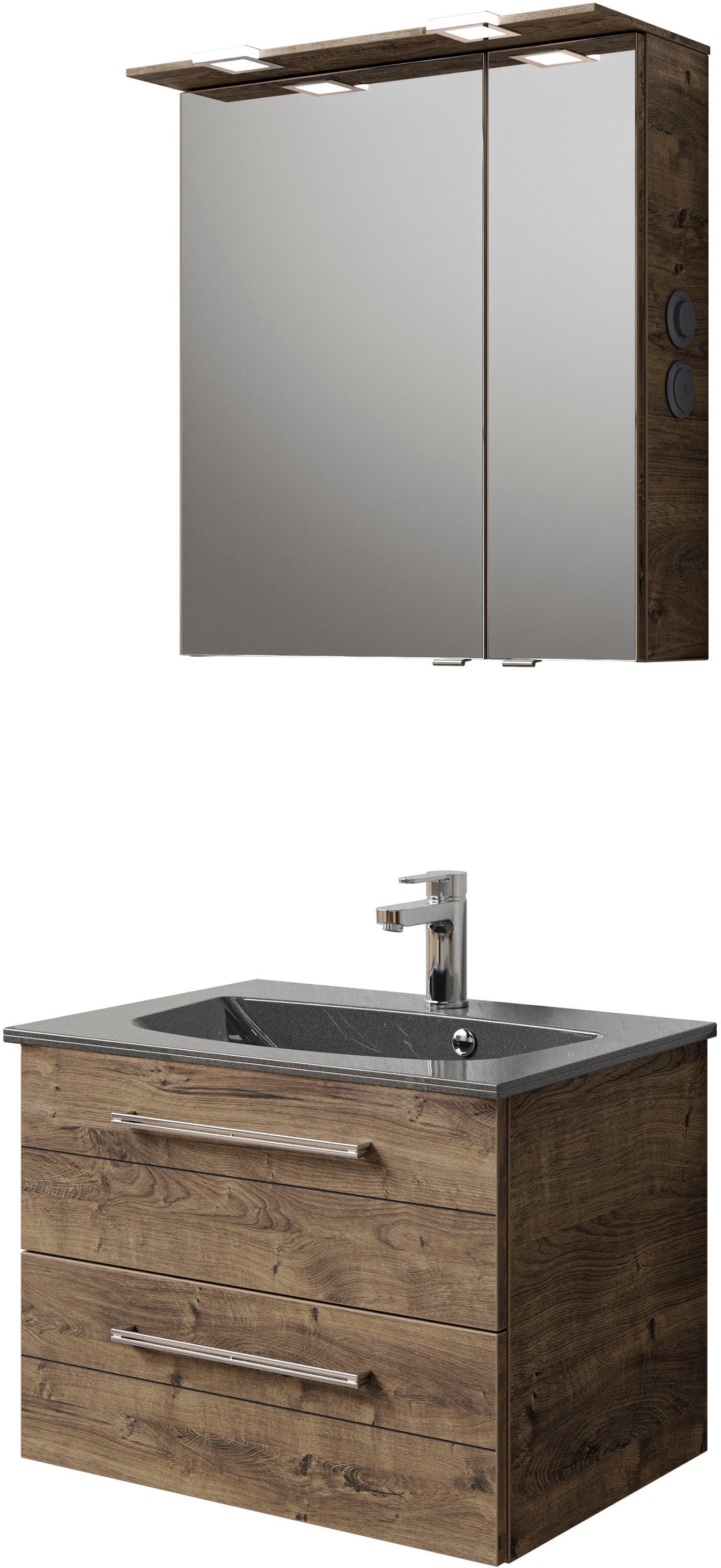 Saphir Badmöbel-Set »Serie 6025 2-teilig Mineralmarmor-Waschtisch mit LED-S günstig online kaufen