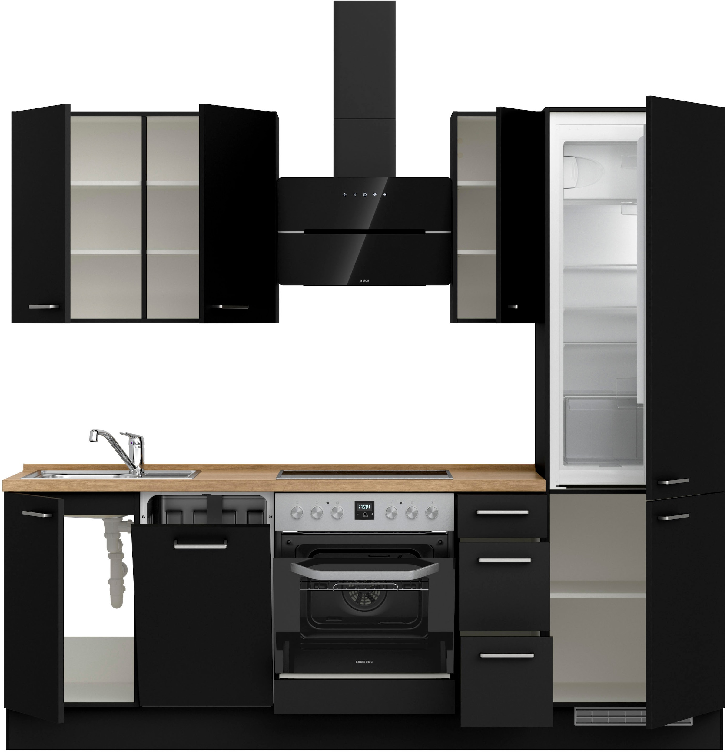 nobilia® Küchenzeile »"Touch II"«, vormontiert, Ausrichtung wählbar, Breite 240 cm, wahlw. mit E-Geräten