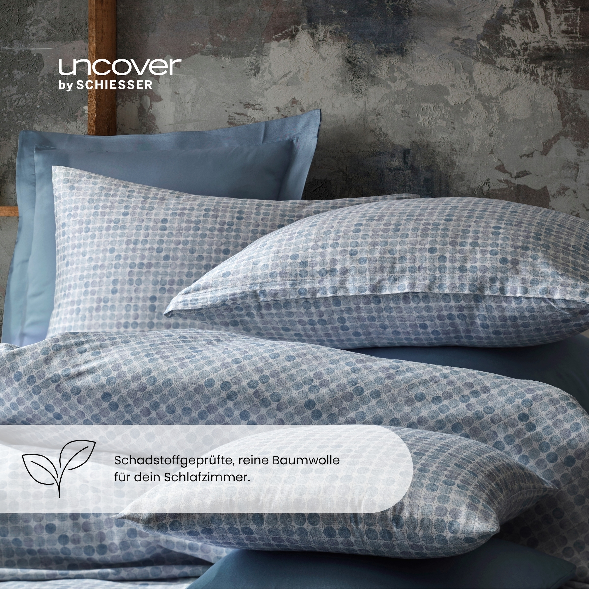 uncover by SCHIESSER Bettwäsche »Punto aus edlem Baumwollsatin, 135x200cm + 80x80cm«, Made in Green