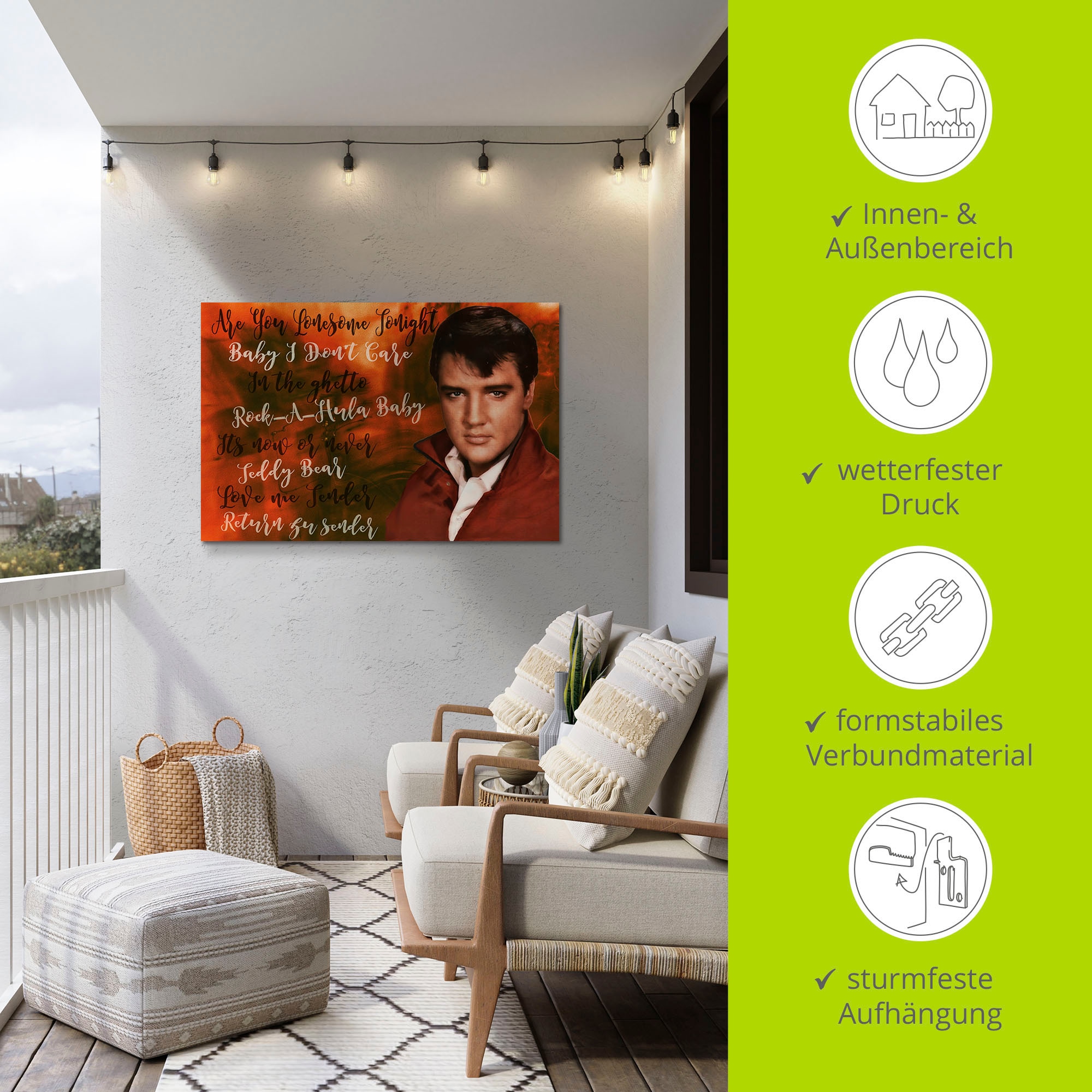 Artland Wandbild »Elvis Star«, Bilder von berühmten Musikern, (1 St.), als Alubild, Outdoorbild, Poster in verschied. Größen