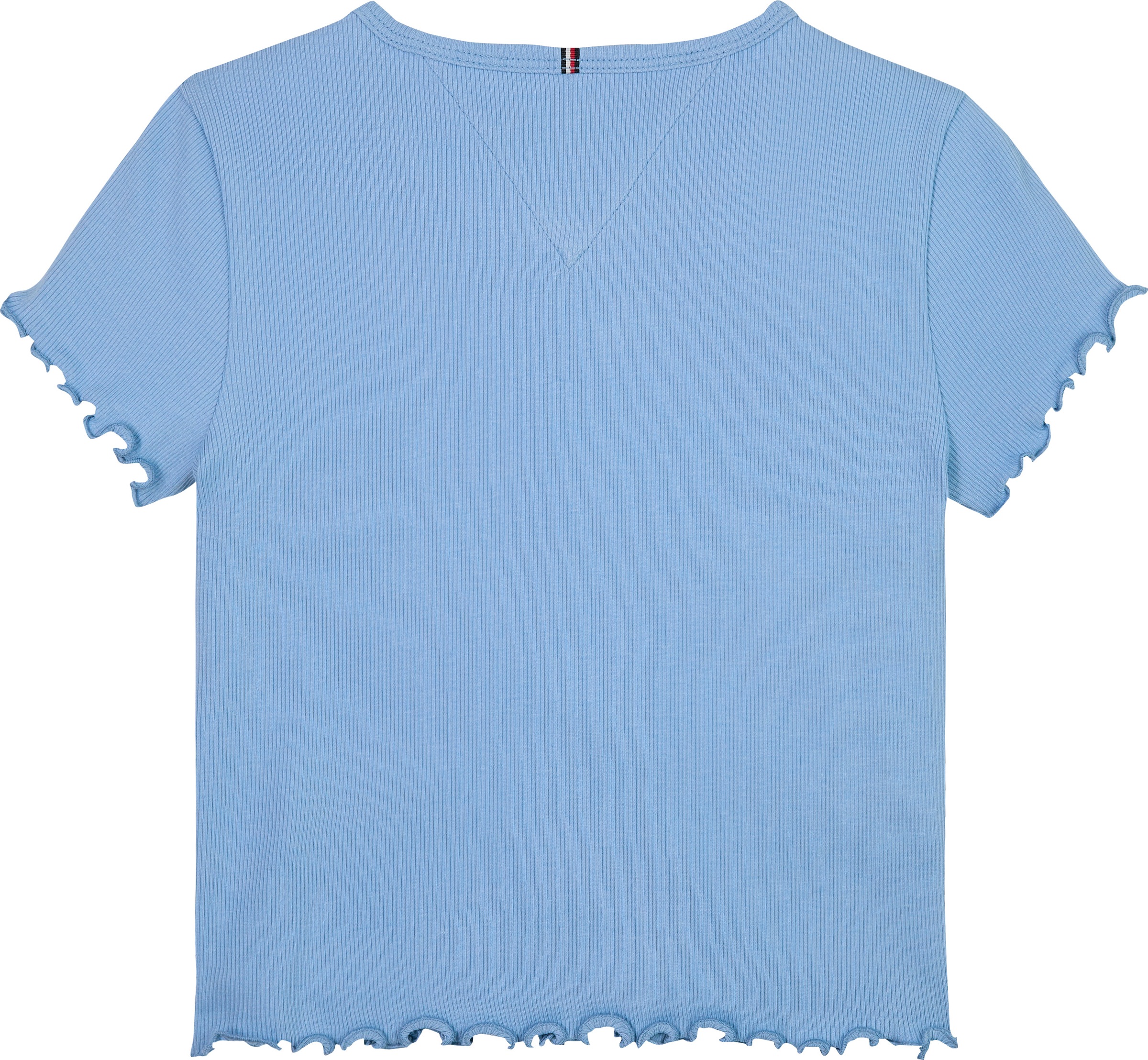 Tommy Hilfiger T-Shirt »ESSENTIAL RIB TOP SS«, mit Babylock-Kanten, mit Logostickerei