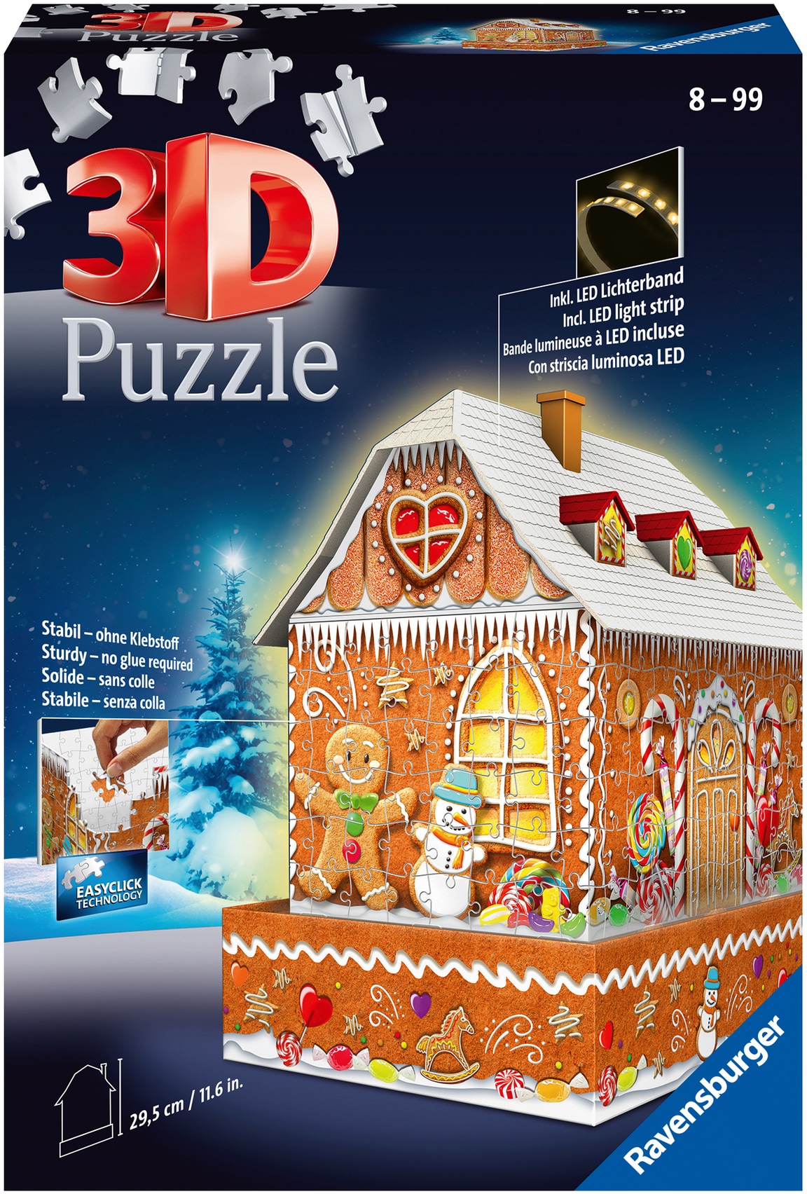 Ravensburger 3D-Puzzle »Lebkuchenhaus bei Nacht«, inkl. LED-Lichterband; Made in Europe, FSC® - schützt Wald - weltweit