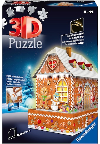 3D-Puzzle »Lebkuchenhaus bei Nacht«, inkl. LED-Lichterband; Made in Europe, FSC® -...