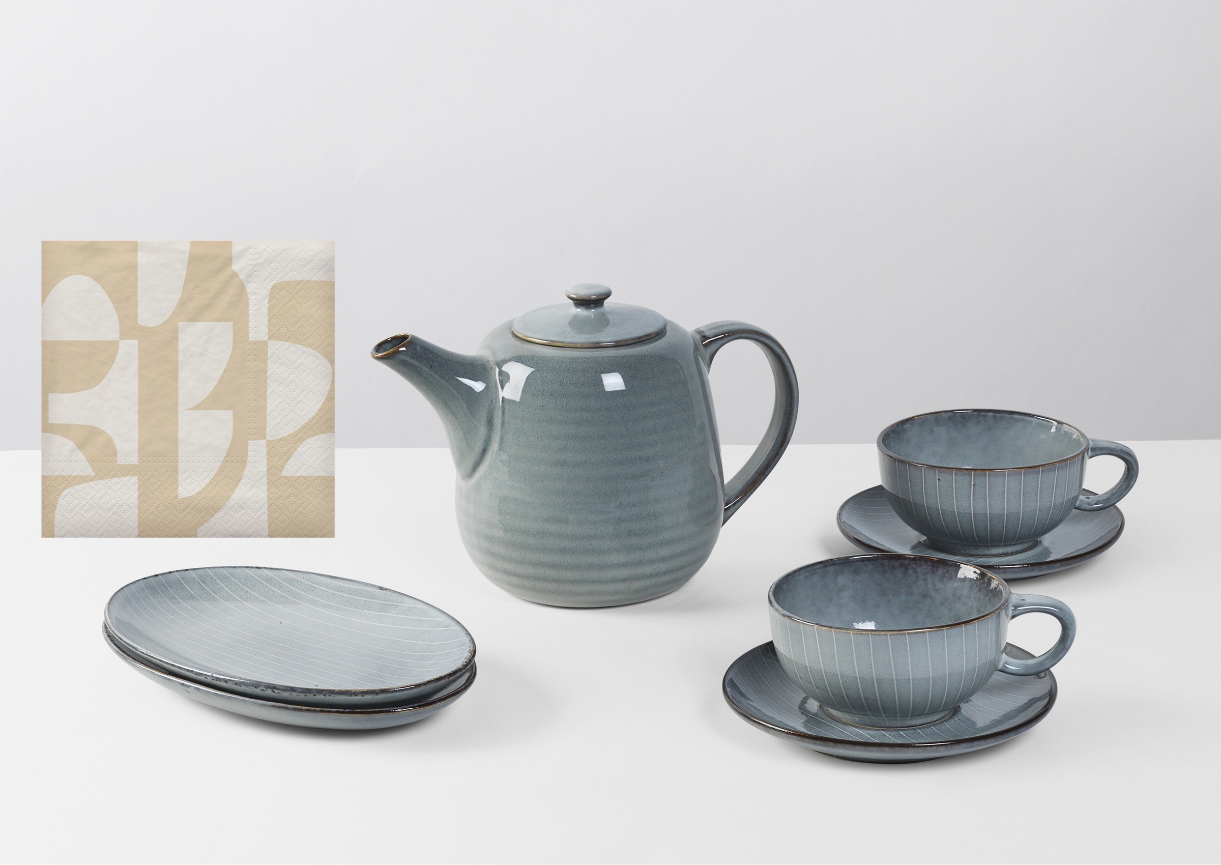 Broste Copenhagen Teeservice »Single Geschirr-Set Nordic Sea, inkl. 1 Päckc günstig online kaufen