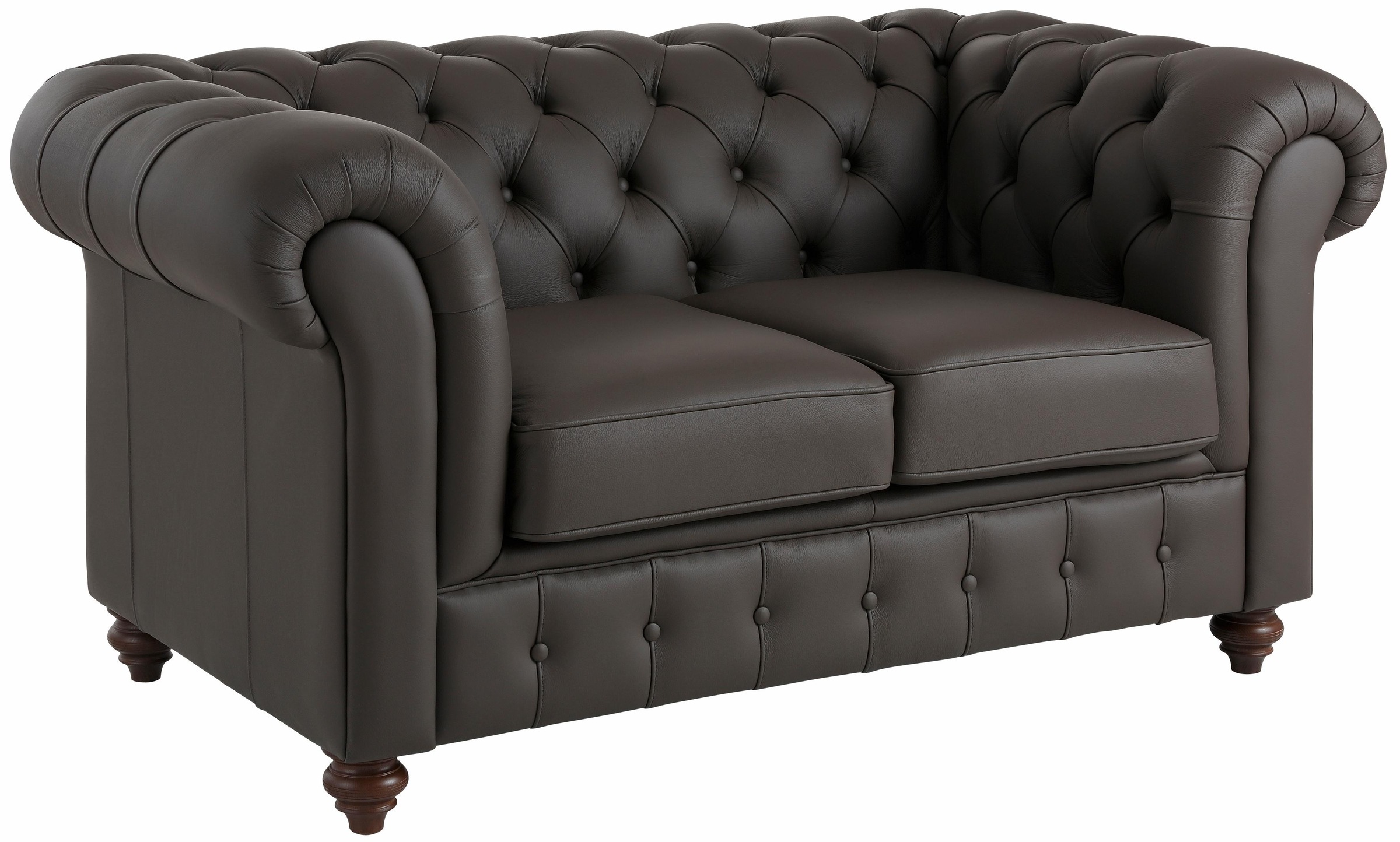 Home affaire Chesterfield-Sofa »Chesterfield 2-Sitzer B/T/H: 150/89/74 cm«, mit hochwertiger Knopfheftung, auch in Leder